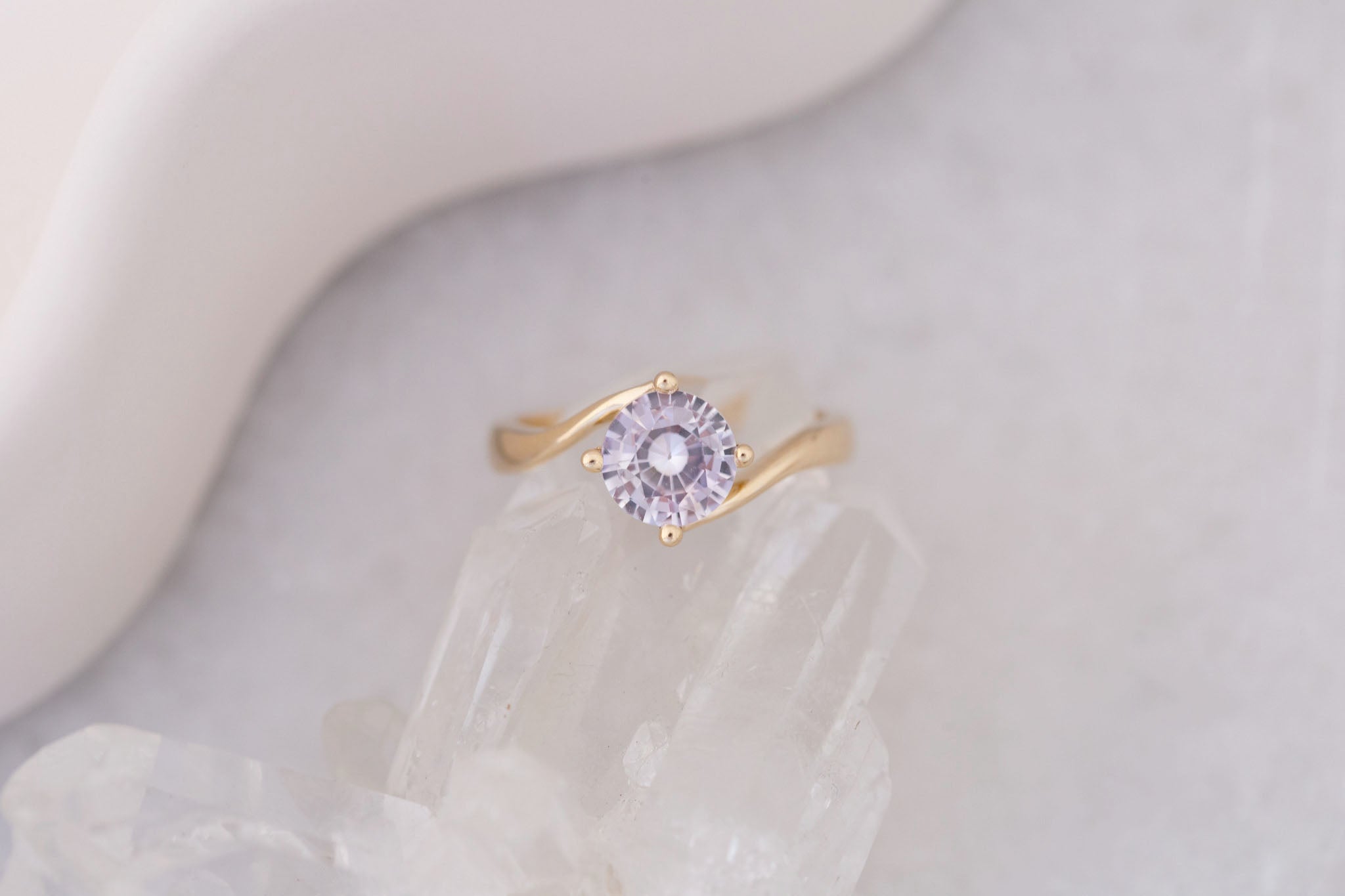 Marin Ring | Icy Lavender Sapphire Bypass Engagement Ring 1.72 ct | 14k Recycled Gold | One of a Kind