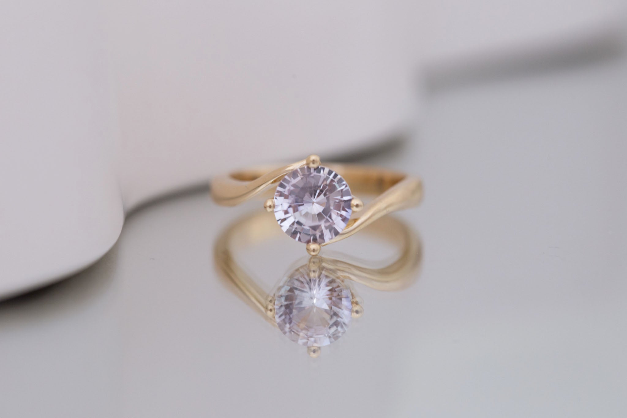 Marin Ring | Icy Lavender Sapphire Bypass Engagement Ring 1.72 ct | 14k Recycled Gold | One of a Kind