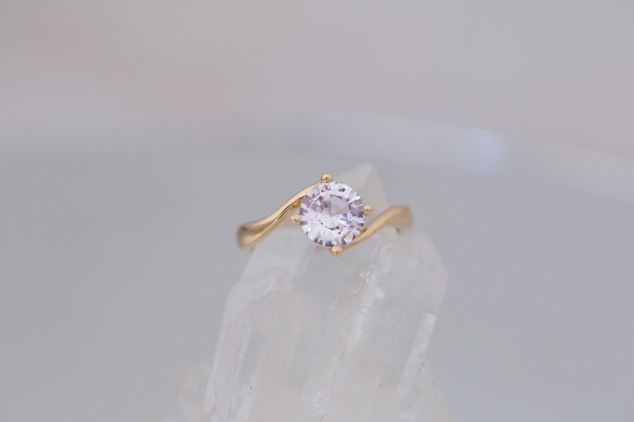 Marin Ring | Icy Lavender Sapphire Bypass Engagement Ring 1.72 ct | 14k Recycled Gold | One of a Kind