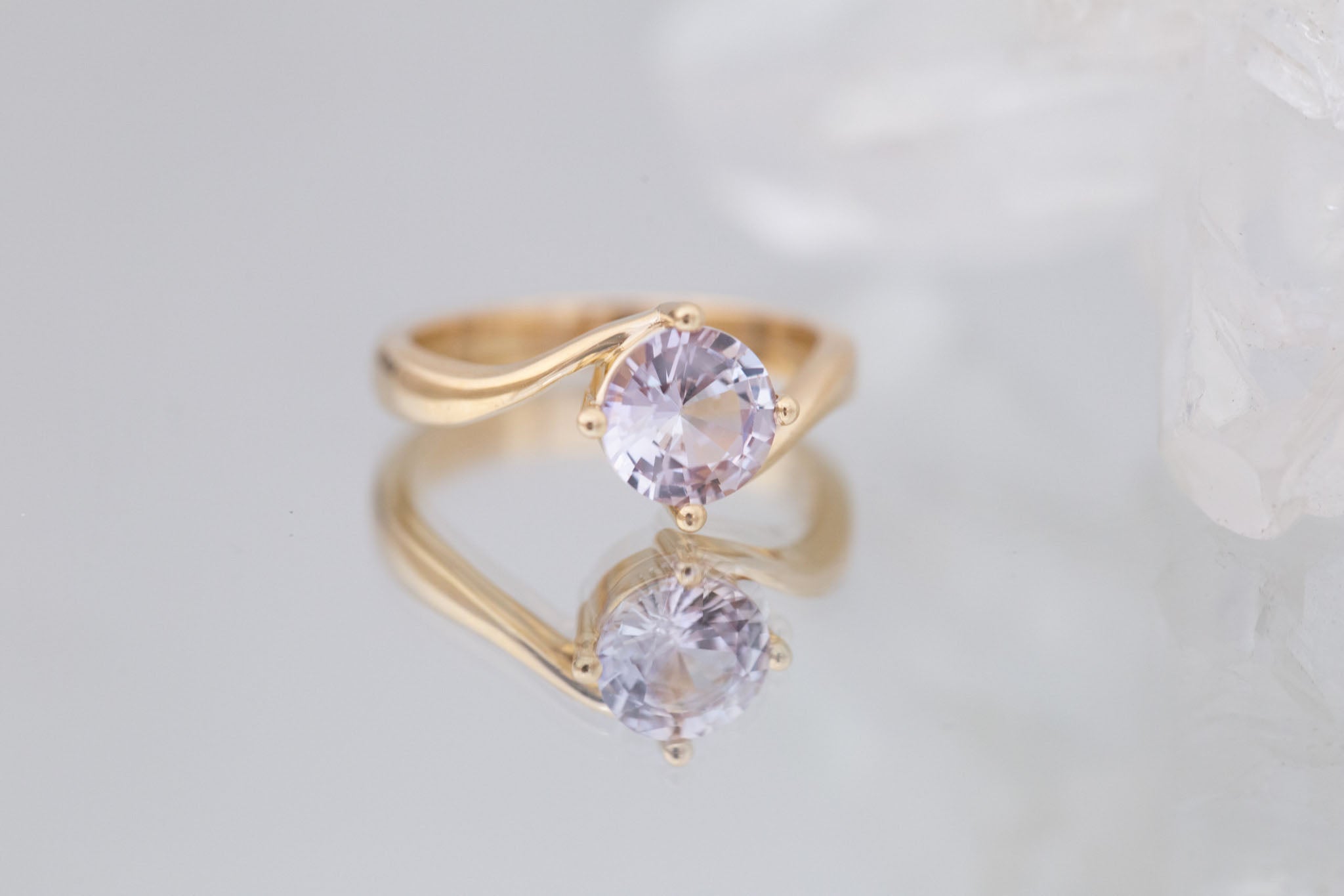 Marin Ring | Icy Lavender Sapphire Bypass Engagement Ring 1.72 ct | 14k Recycled Gold | One of a Kind