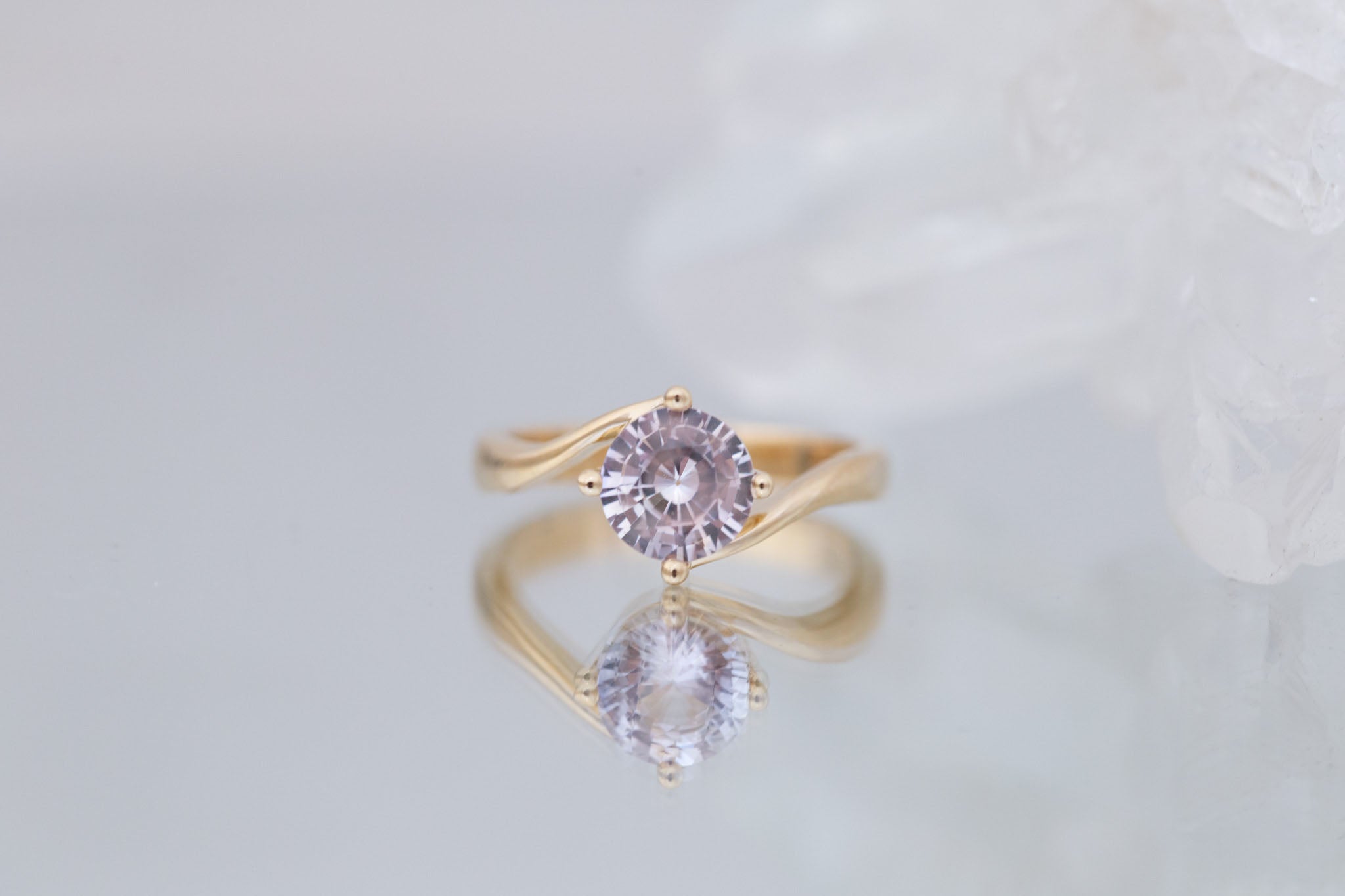 Marin Ring | Icy Lavender Sapphire Bypass Engagement Ring 1.72 ct | 14k Recycled Gold | One of a Kind