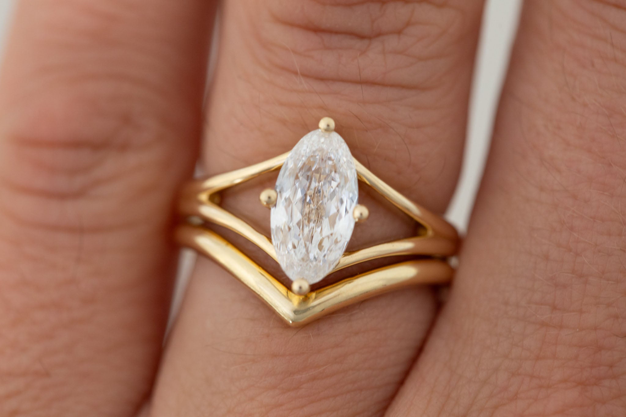 Merced Ring | Lab Moval Cut Split Shank Engagement Ring 1.73 ct | 14k Recycled Gold | One of a Kind