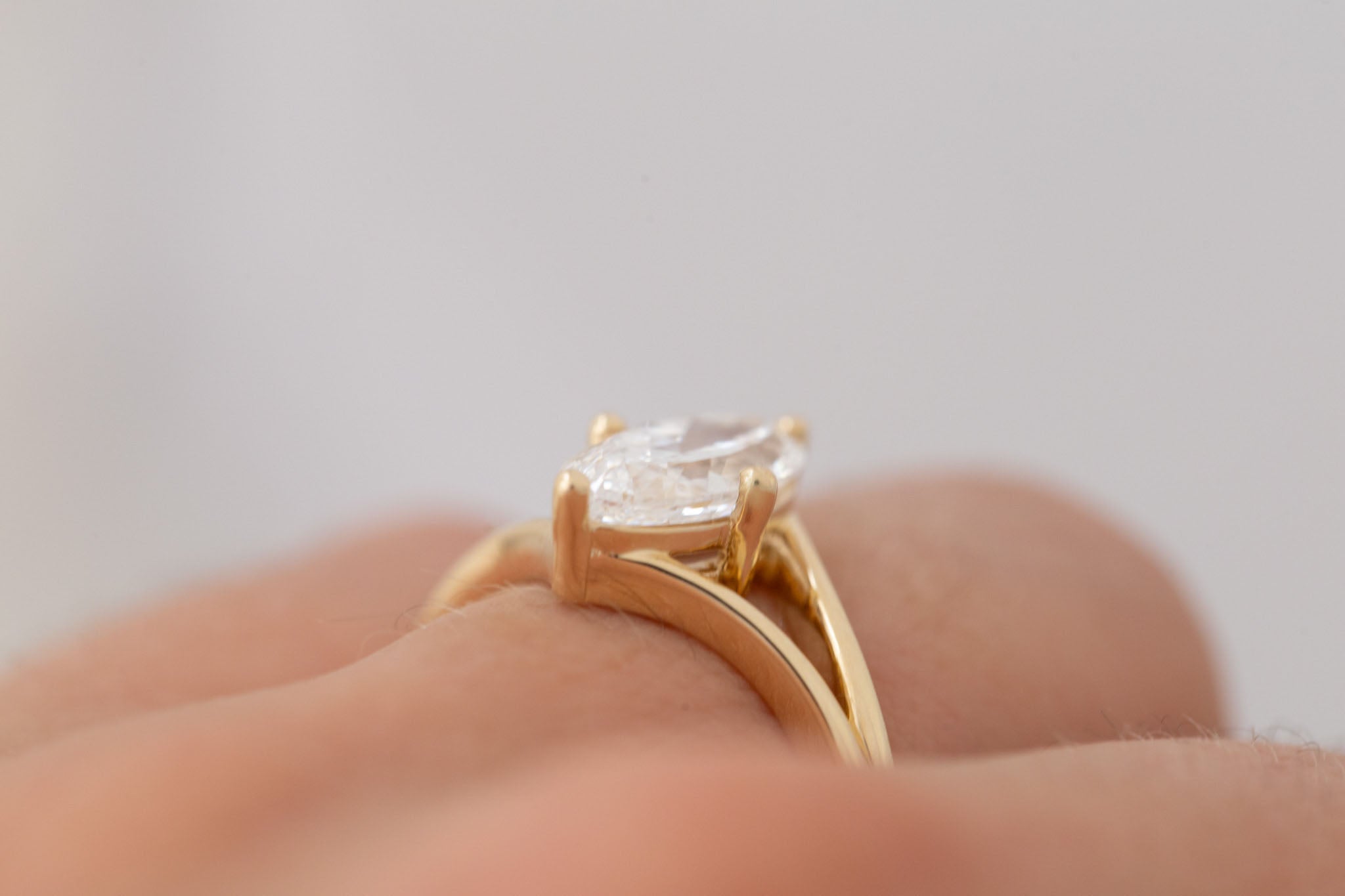 Merced Ring | Lab Moval Cut Split Shank Engagement Ring 1.73 ct | 14k Recycled Gold | One of a Kind