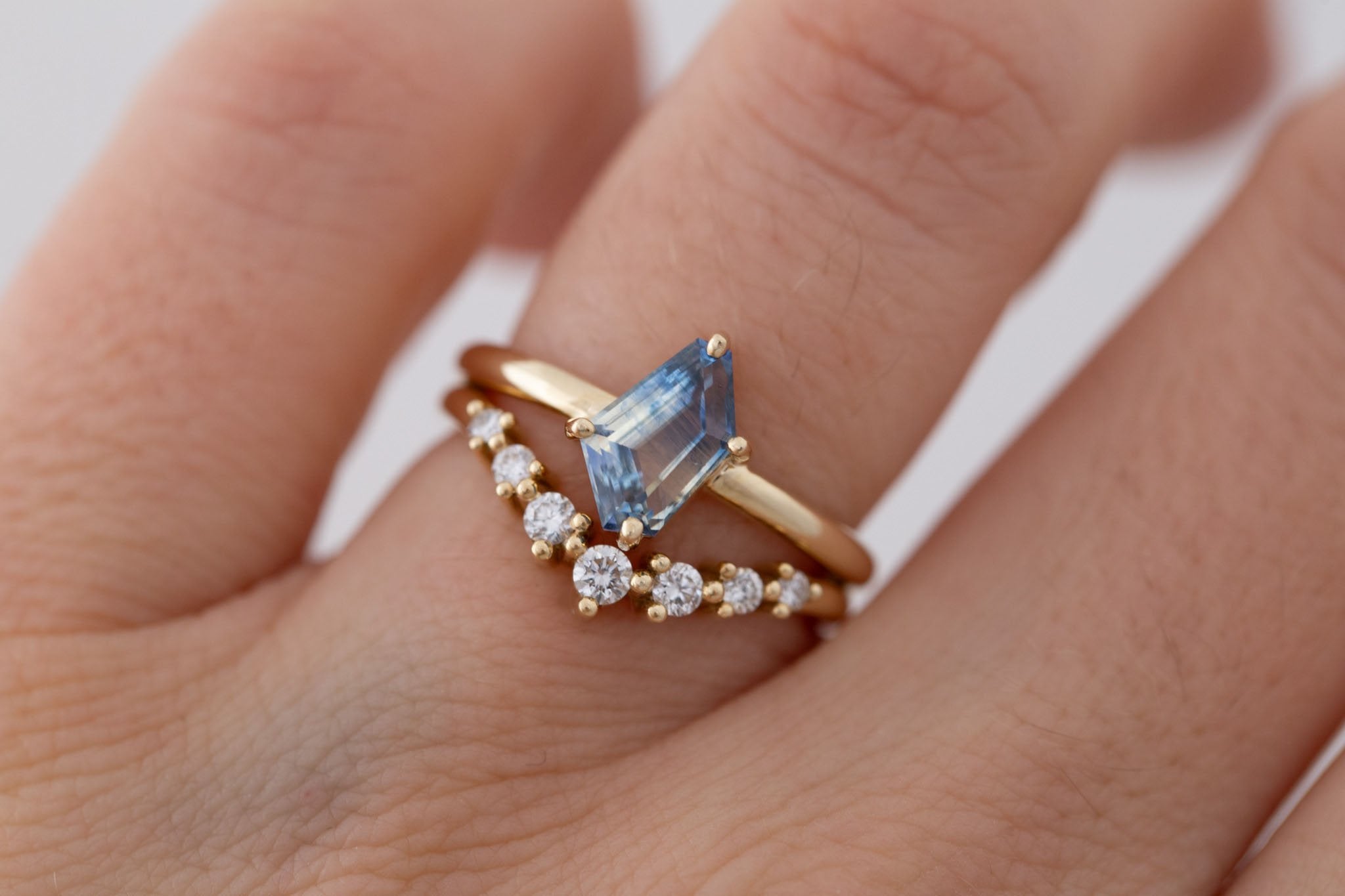 Briar Ring | Geometric Bicolor Sapphire Solitaire Engagement Ring 1.77 ct | 14k Recycled Gold | One of a Kind
