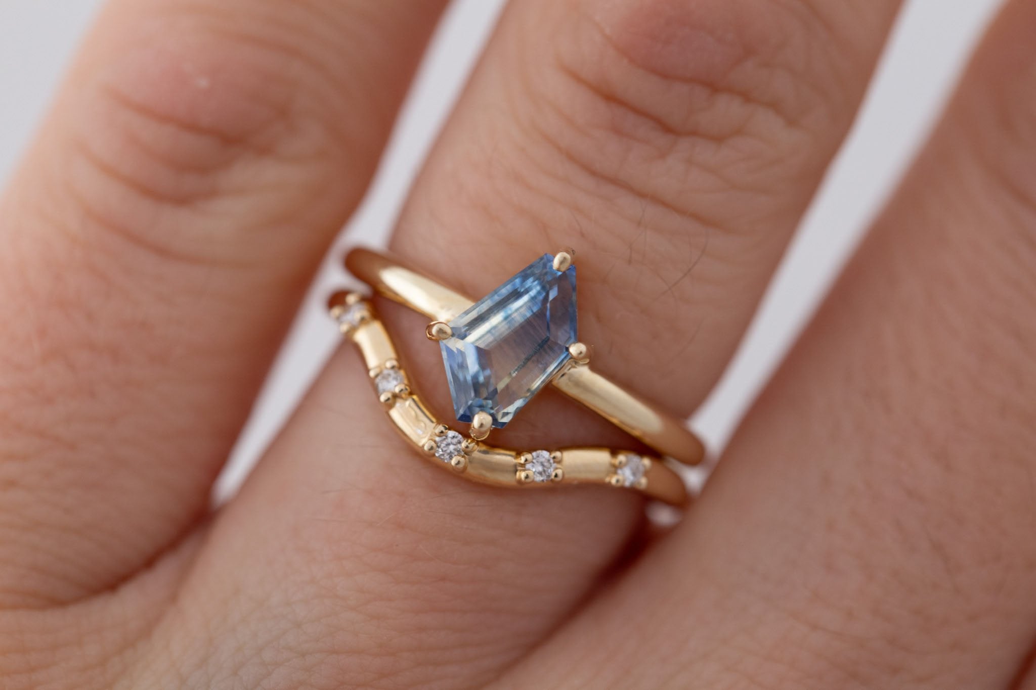 Briar Ring | Geometric Bicolor Sapphire Solitaire Engagement Ring 1.77 ct | 14k Recycled Gold | One of a Kind