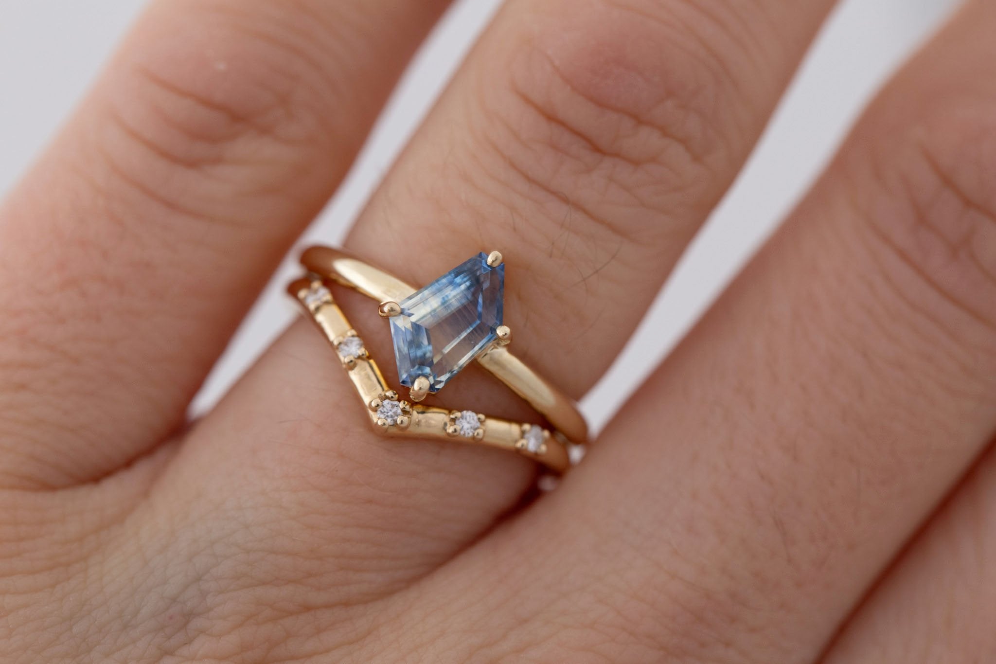 Briar Ring | Geometric Bicolor Sapphire Solitaire Engagement Ring 1.77 ct | 14k Recycled Gold | One of a Kind