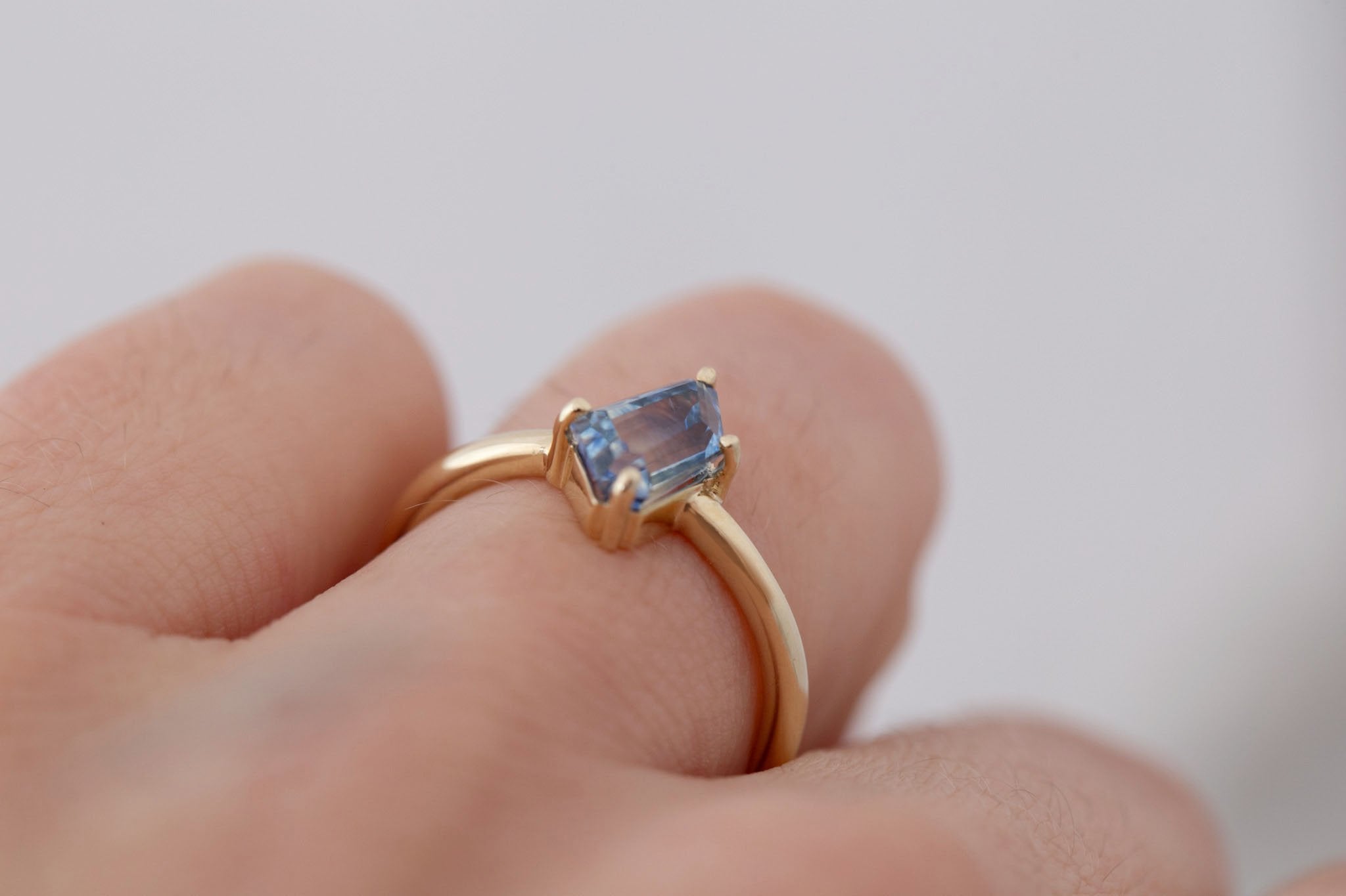 Briar Ring | Geometric Bicolor Sapphire Solitaire Engagement Ring 1.77 ct | 14k Recycled Gold | One of a Kind
