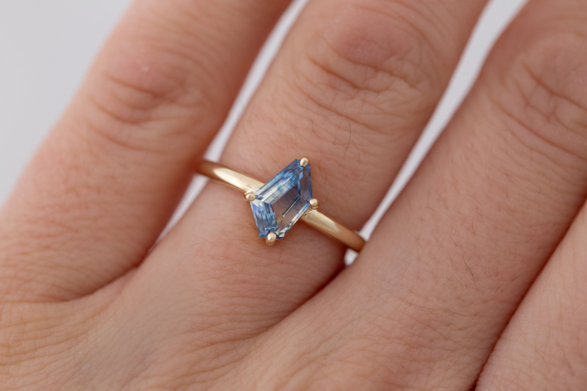 Briar Ring | Geometric Bicolor Sapphire Solitaire Engagement Ring 1.77 ct | 14k Recycled Gold | One of a Kind