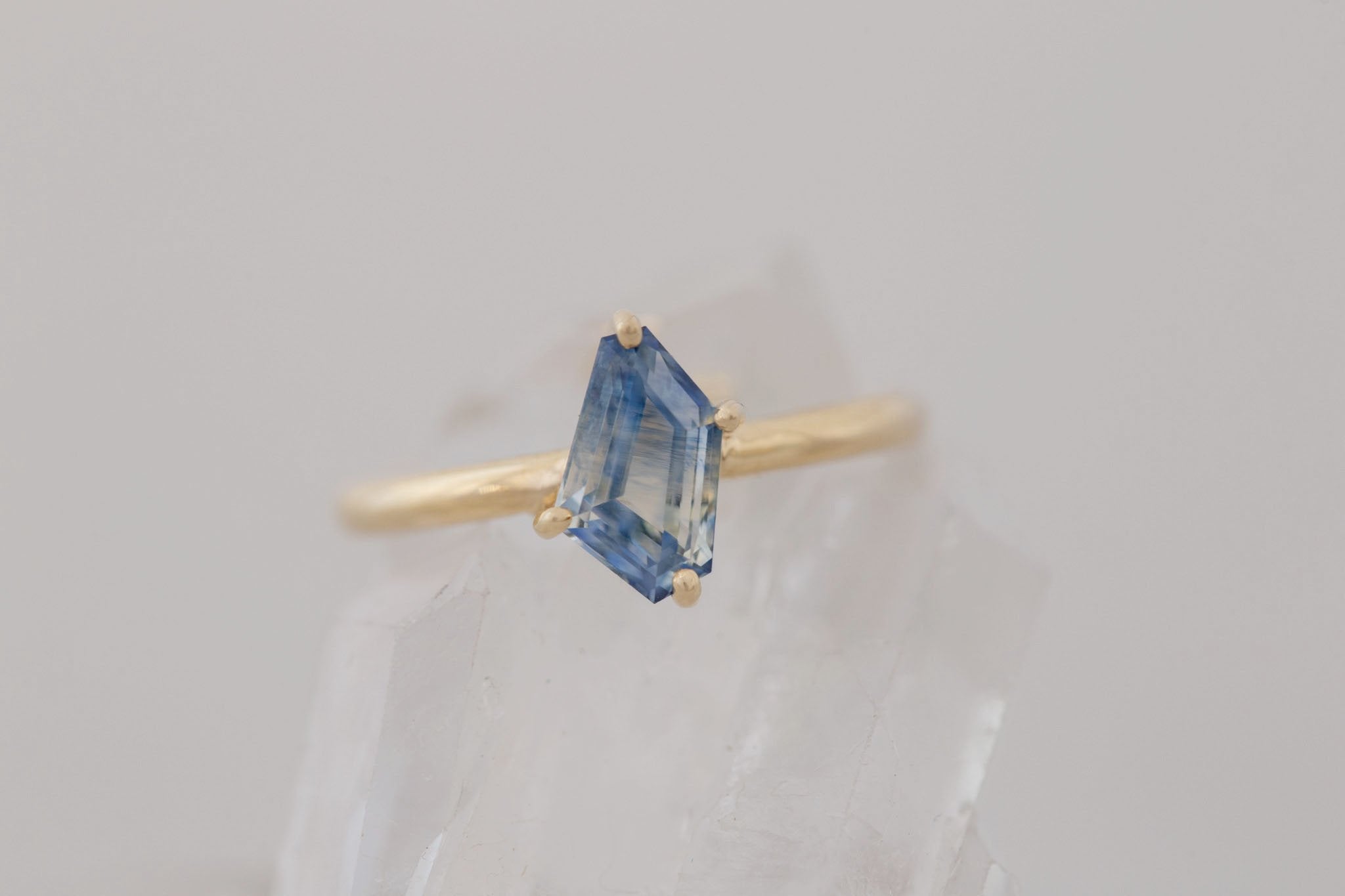 Briar Ring | Geometric Bicolor Sapphire Solitaire Engagement Ring 1.77 ct | 14k Recycled Gold | One of a Kind