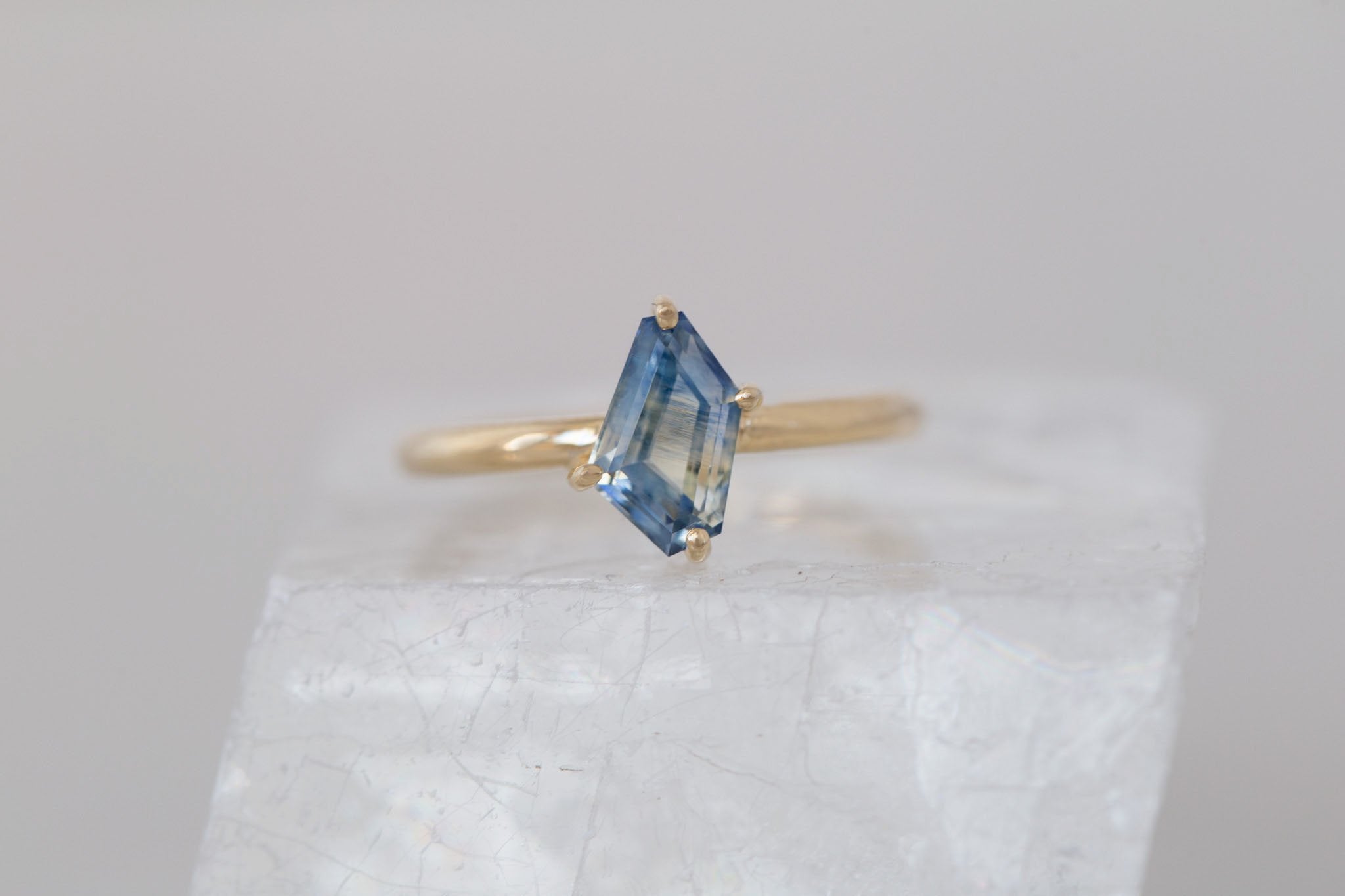 Briar Ring | Geometric Bicolor Sapphire Solitaire Engagement Ring 1.77 ct | 14k Recycled Gold | One of a Kind