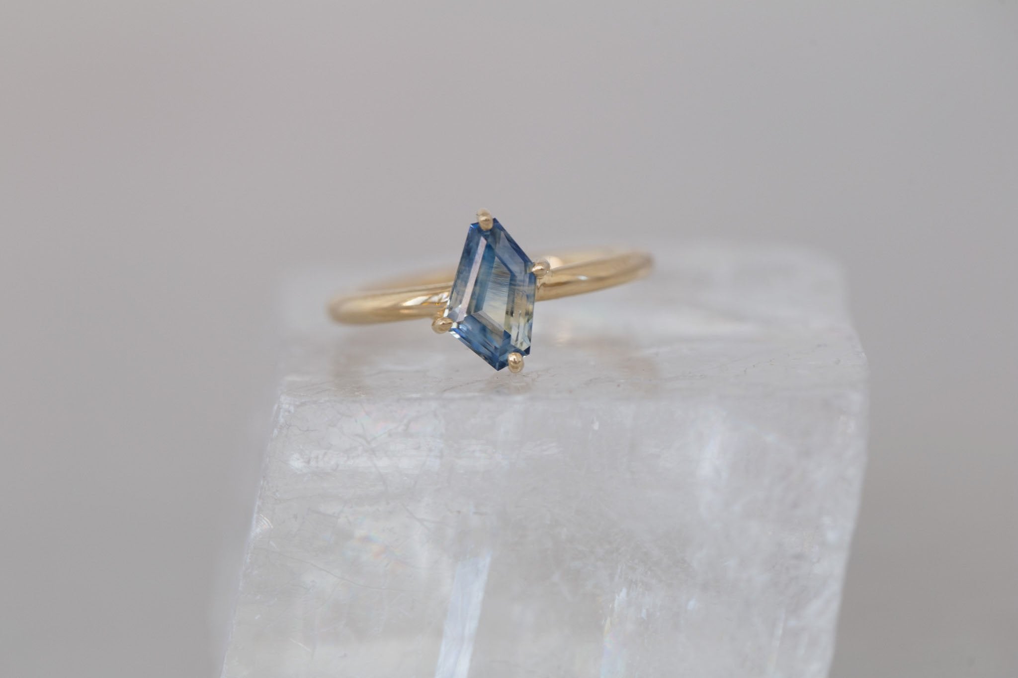 Briar Ring | Geometric Bicolor Sapphire Solitaire Engagement Ring 1.77 ct | 14k Recycled Gold | One of a Kind