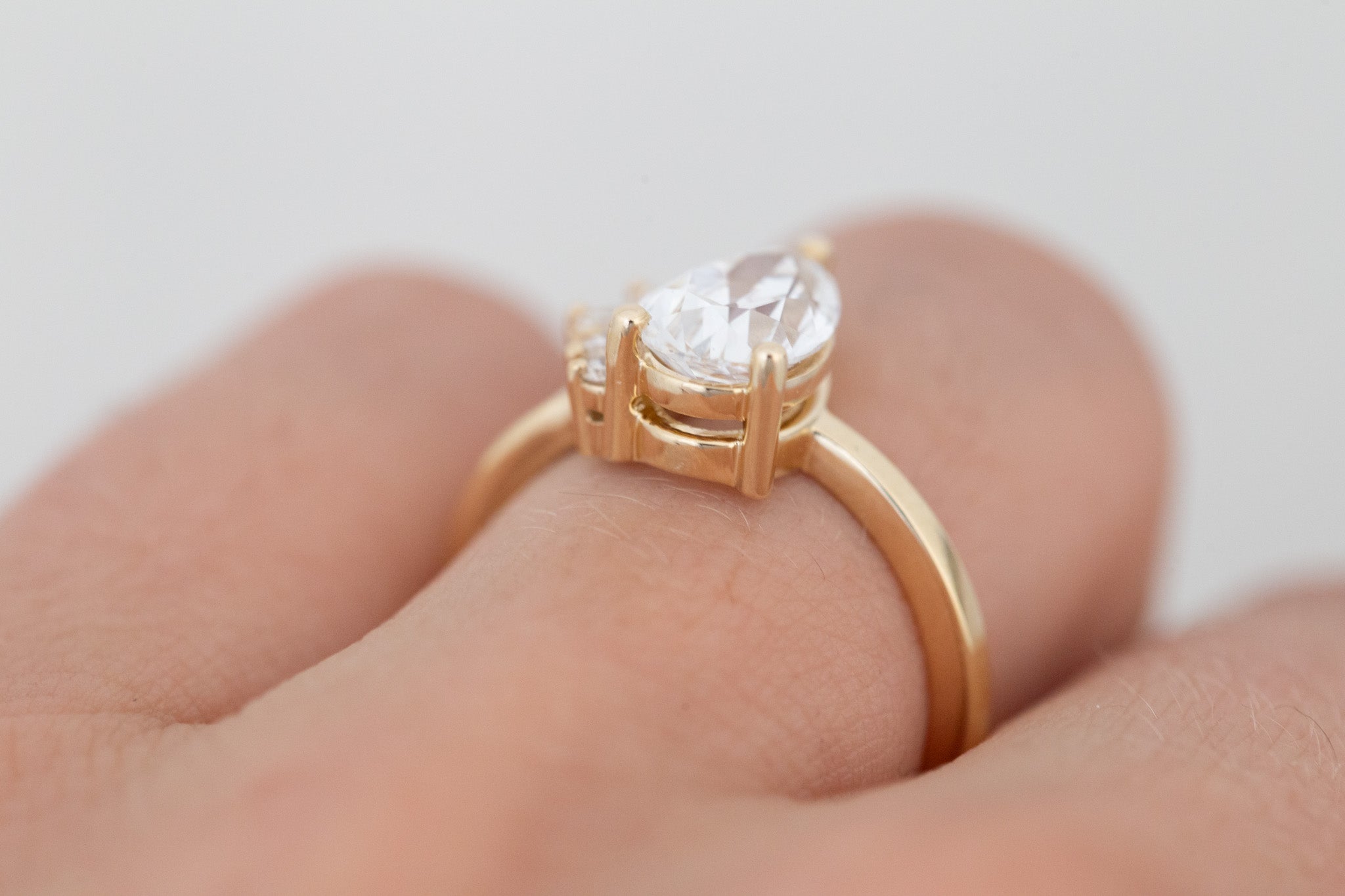 Dahlia Ring | Lab Antique Pear Cut Diamond + Diamond Cluster Engagement Ring 1.82 ct | 14k Recycled Gold | One of a Kind