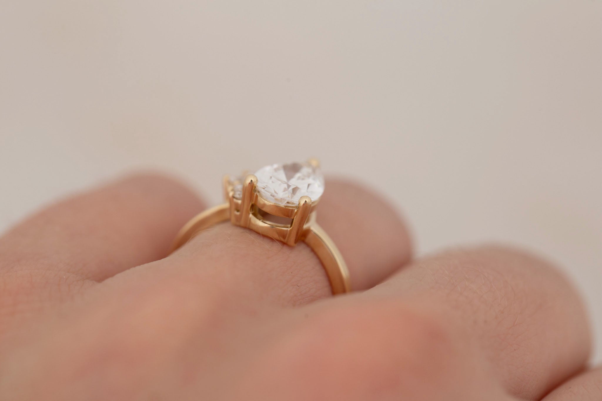Dahlia Ring | Lab Pear Cut Diamond + Diamond Cluster Engagement Ring 1.85 ct | 14k Recycled Gold | One of a Kind