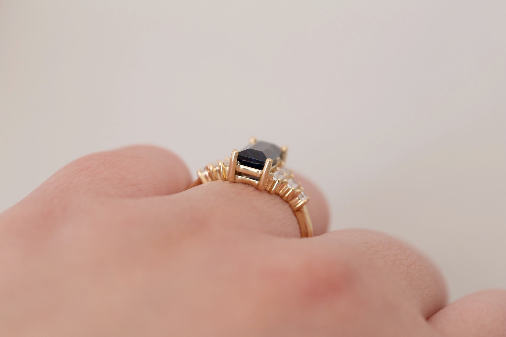 Delta Ring | Teal Sapphire + Diamond Cluster Engagement Ring 1.88 ct | 14k Recycled Gold | One of a Kind