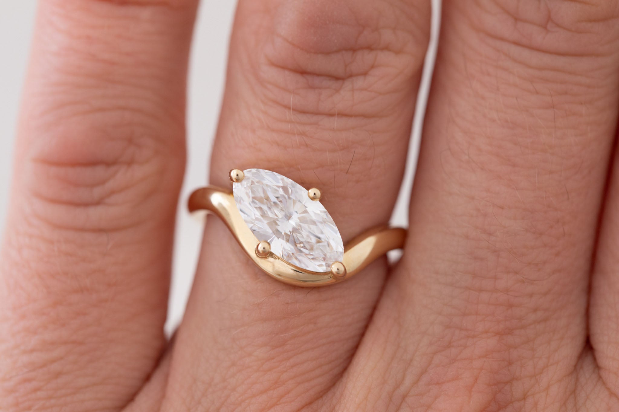 Townes Ring | Lab Moval Cut Diamond Solitaire Curved Band Engagement Ring + Wedding Band Set 1.90 ct | 14k Recycled Gold | One of a Kind