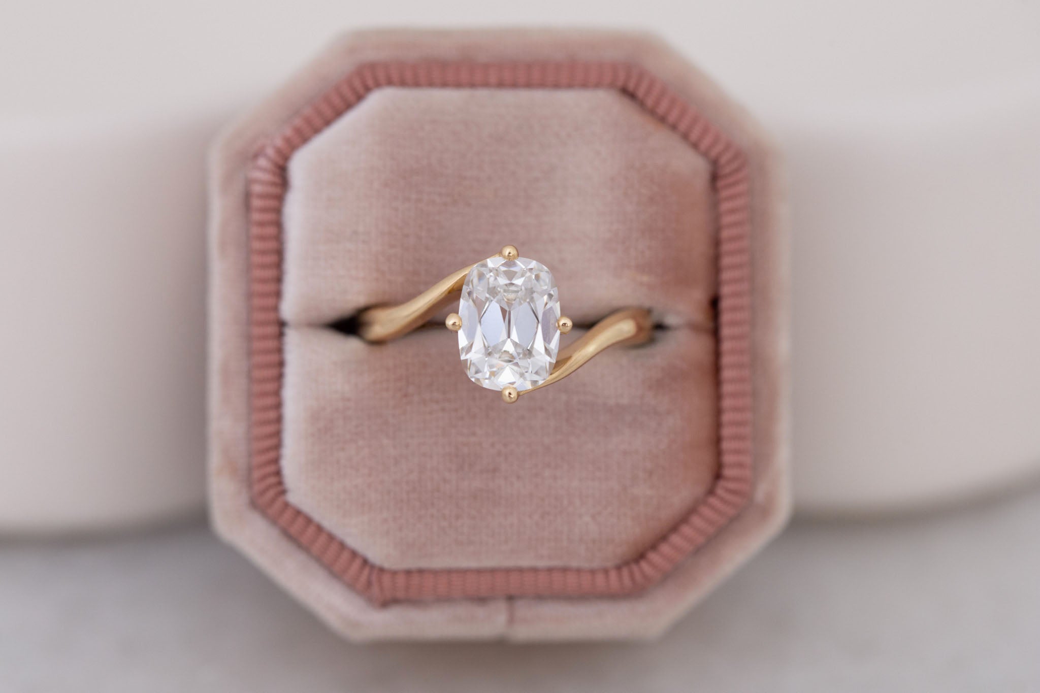 Marin Ring | Lab Cushion Cut Bypass Engagement Ring 1.91 ct | 14k Recycled Gold | One of a Kind