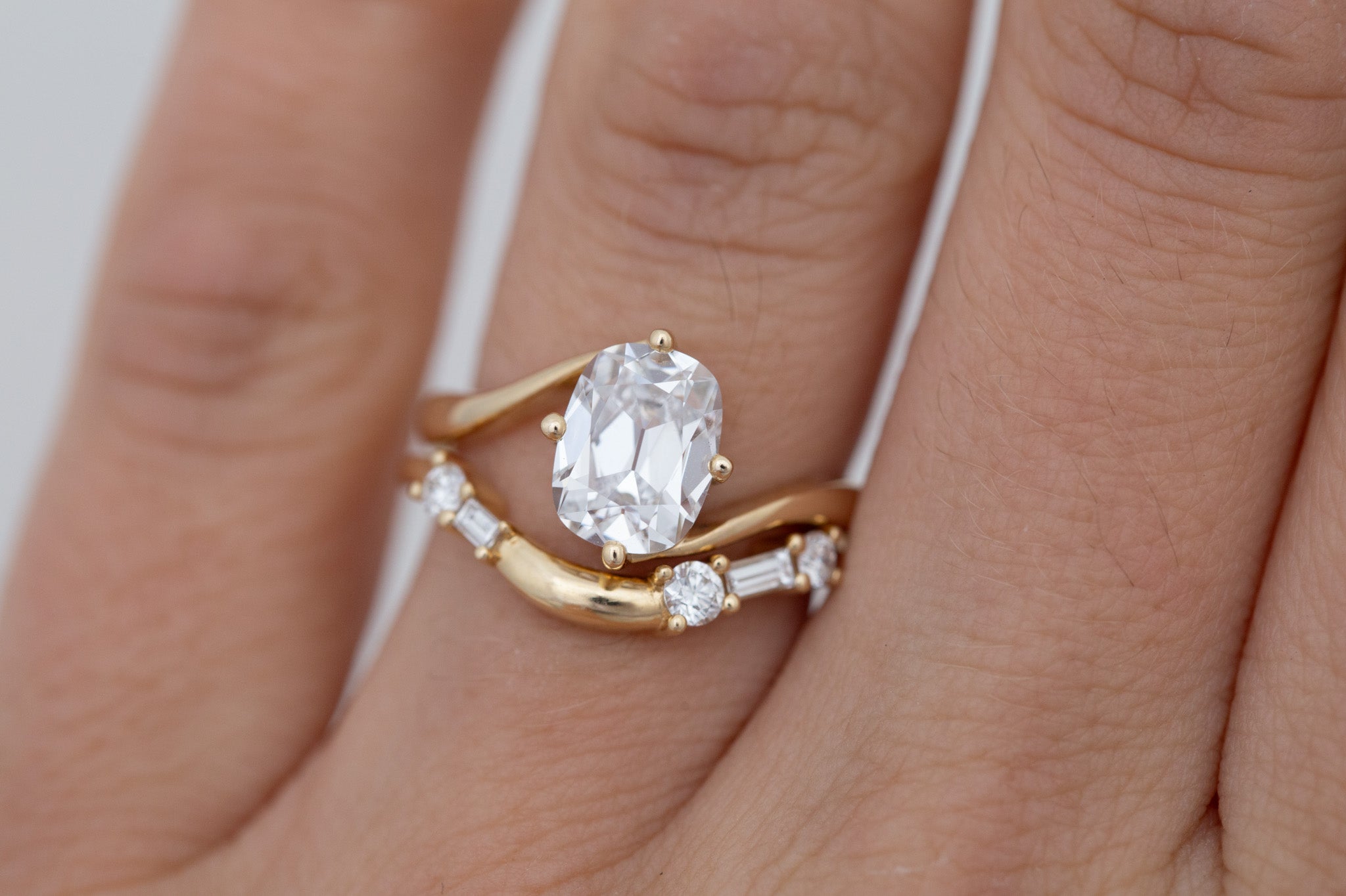 Marin Ring | Lab Cushion Cut Bypass Engagement Ring 1.91 ct | 14k Recycled Gold | One of a Kind