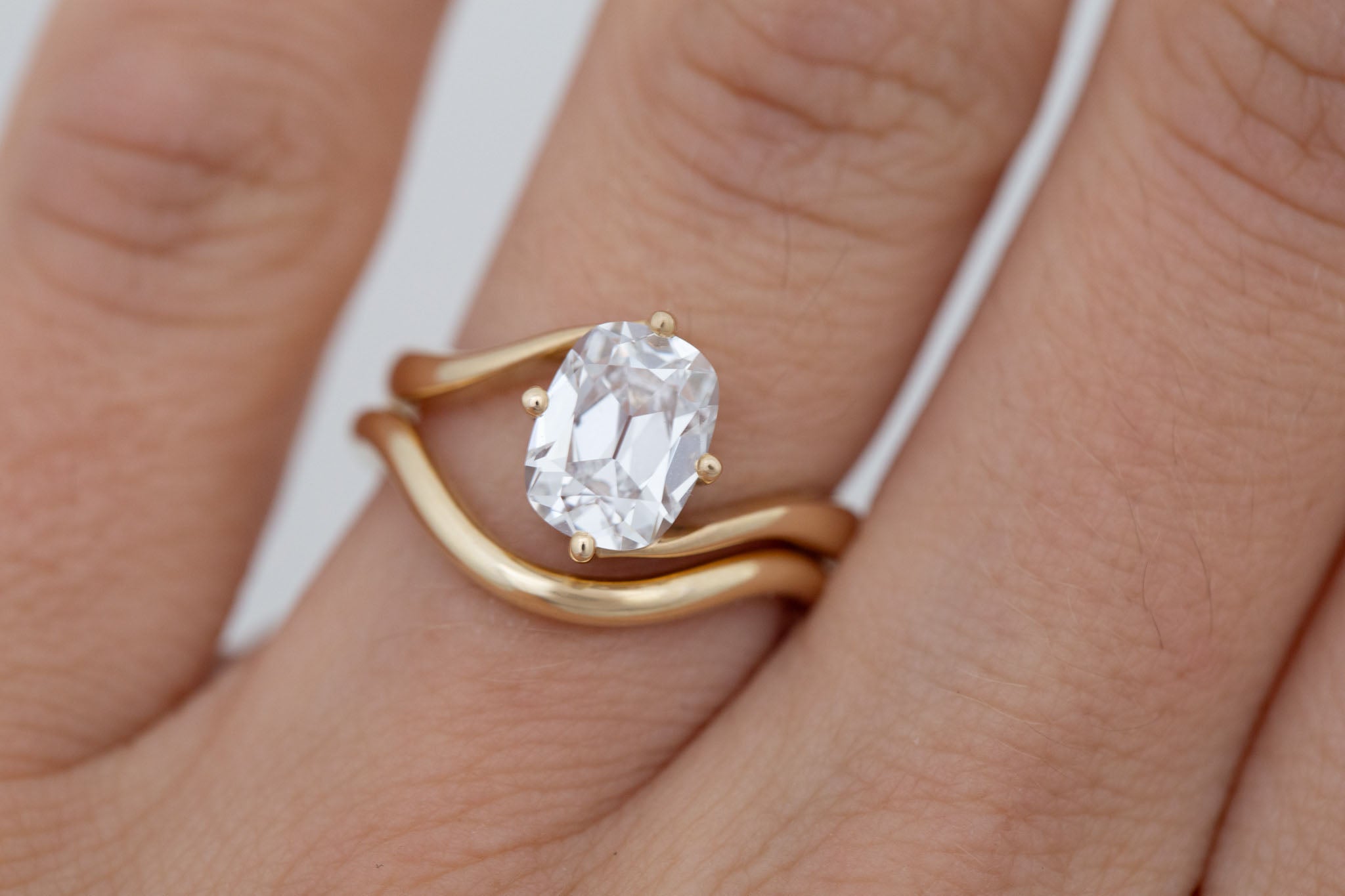 Marin Ring | Lab Cushion Cut Bypass Engagement Ring 1.91 ct | 14k Recycled Gold | One of a Kind