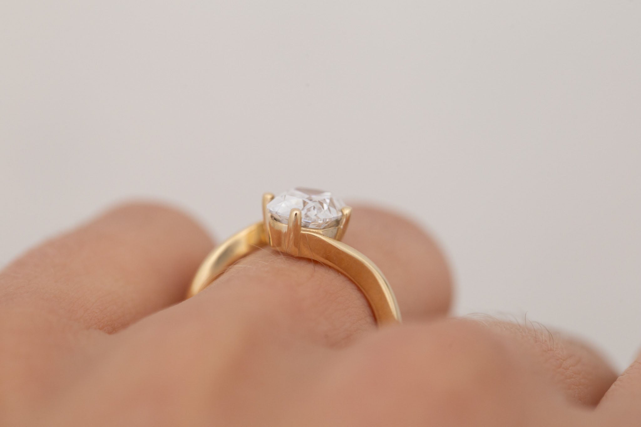 Marin Ring | Lab Cushion Cut Bypass Engagement Ring 1.91 ct | 14k Recycled Gold | One of a Kind