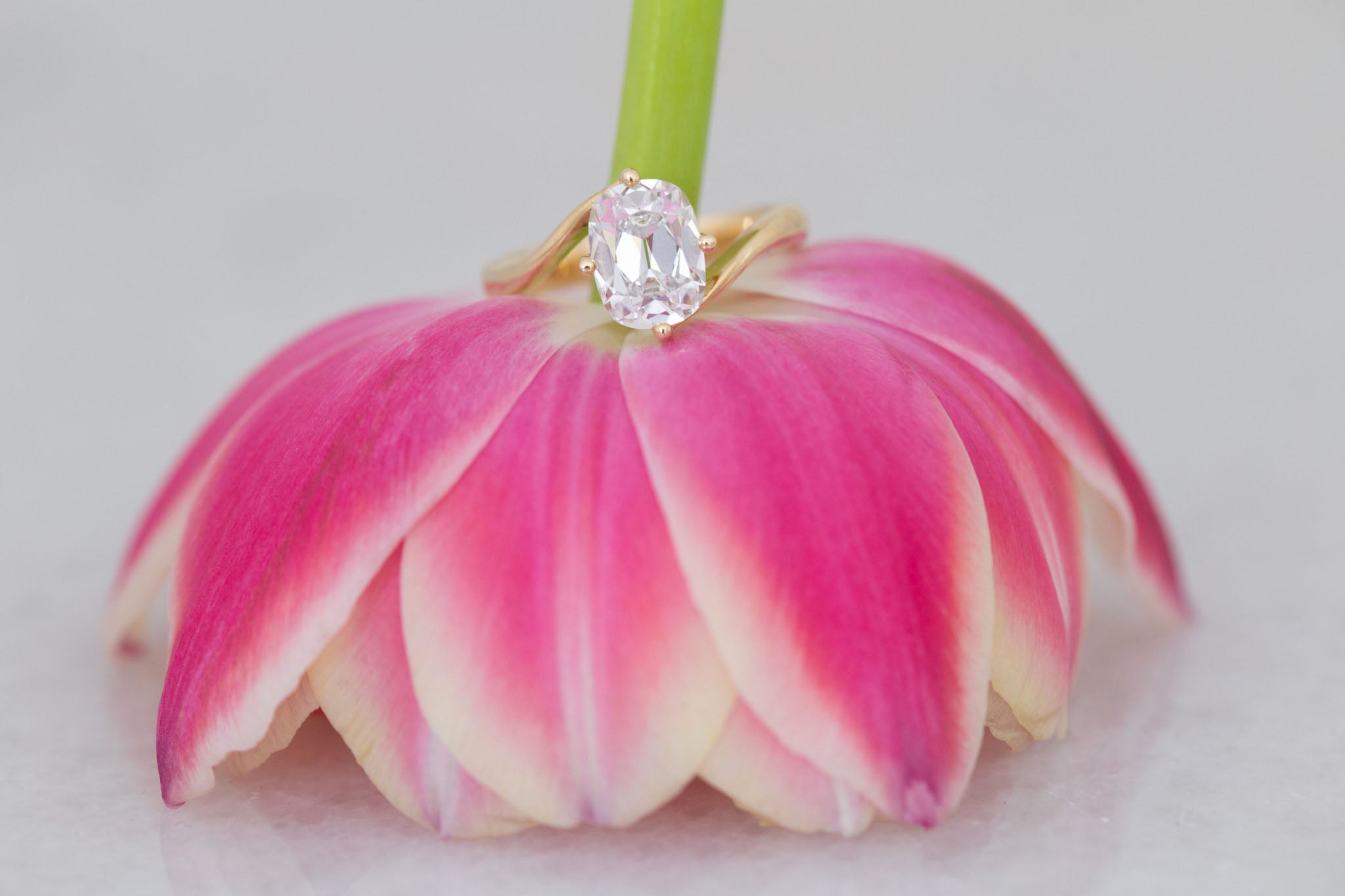 Marin Ring | Lab Cushion Cut Bypass Engagement Ring 1.91 ct | 14k Recycled Gold | One of a Kind