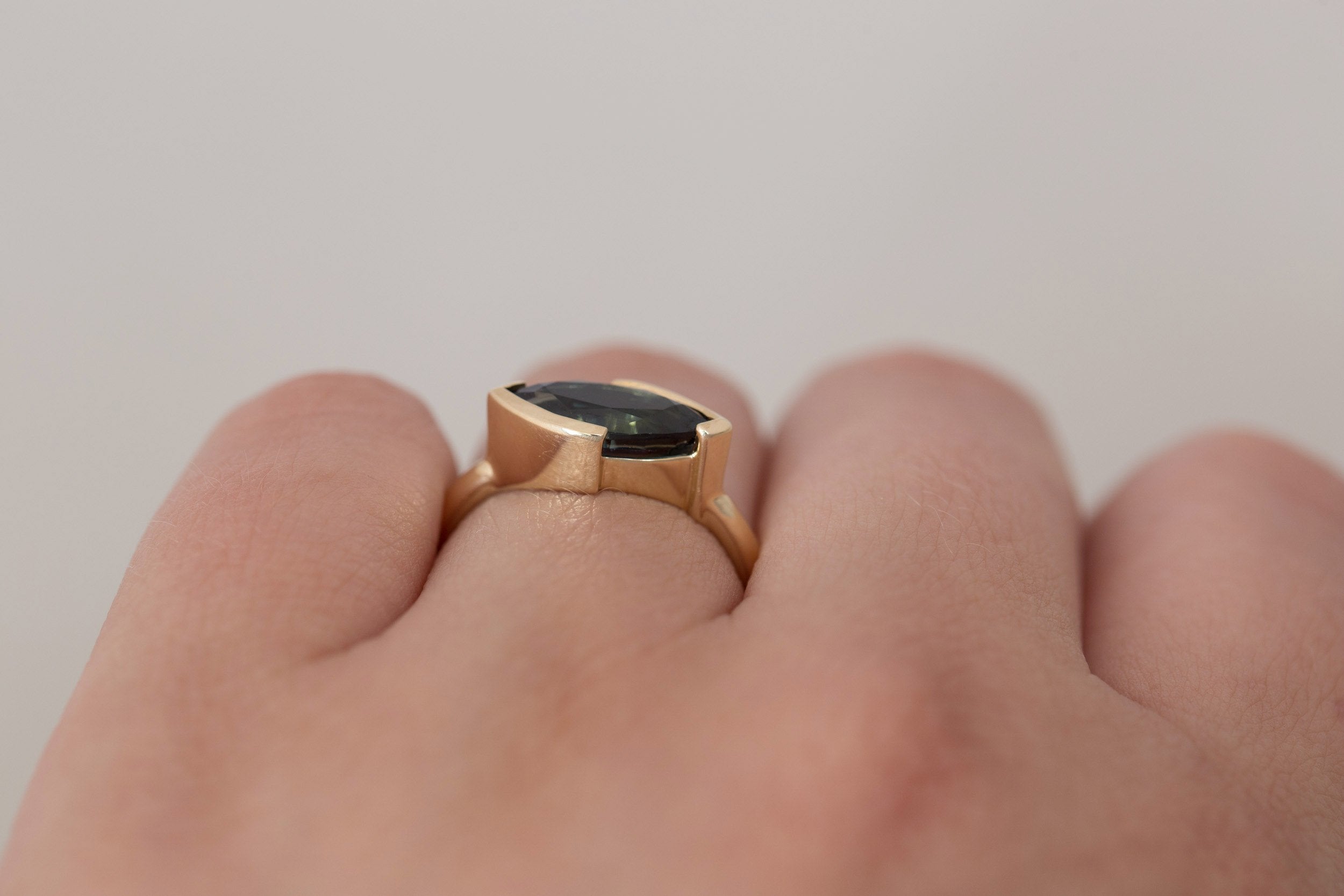 Varda Ring | Deep Blue Marquise Sapphire Engagement Ring 1.97 ct | 14k Recycled Gold | One of a Kind