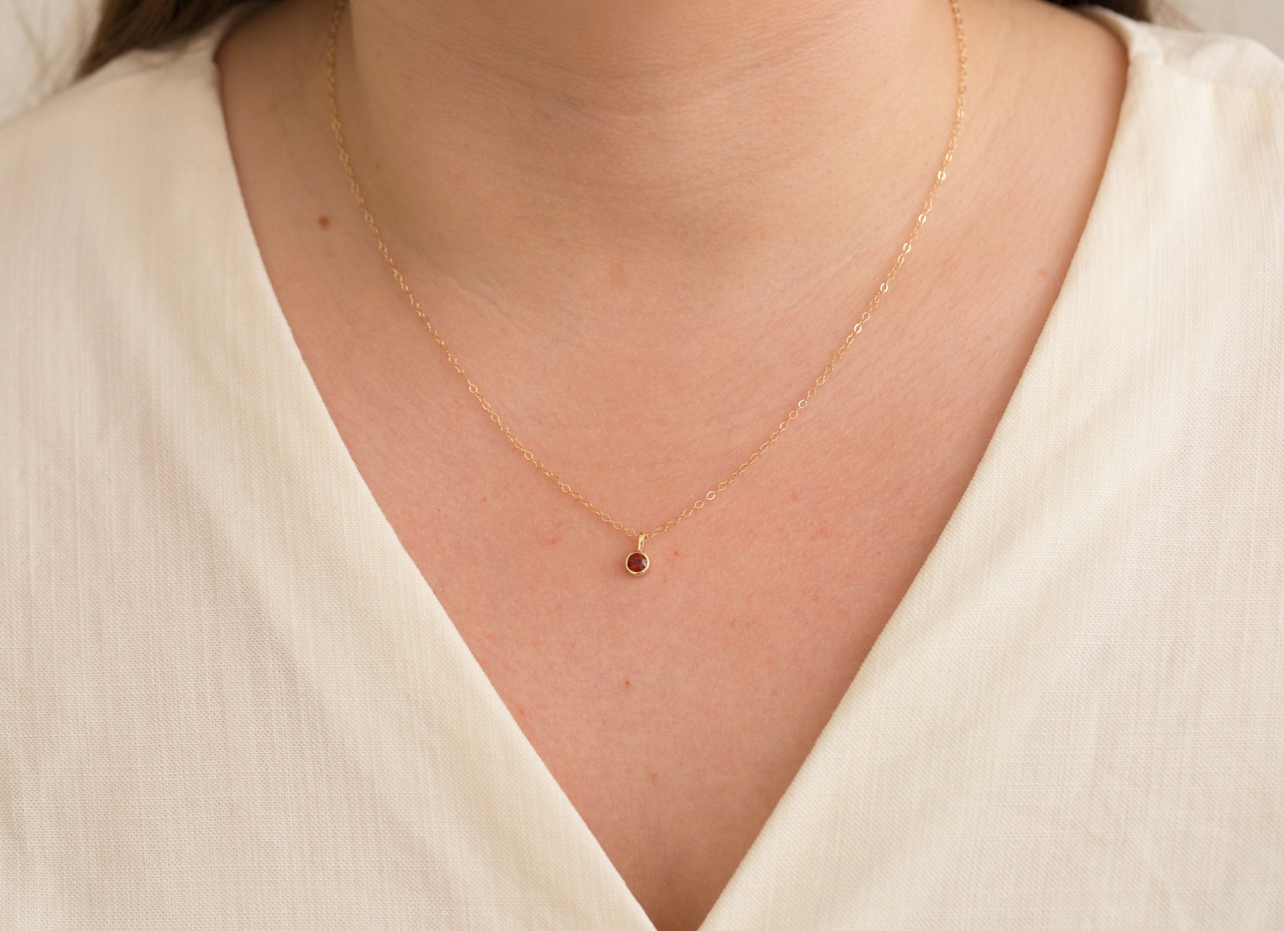 Garnet Necklace | The Birthstone Collection | January | 14k Recycled Gold