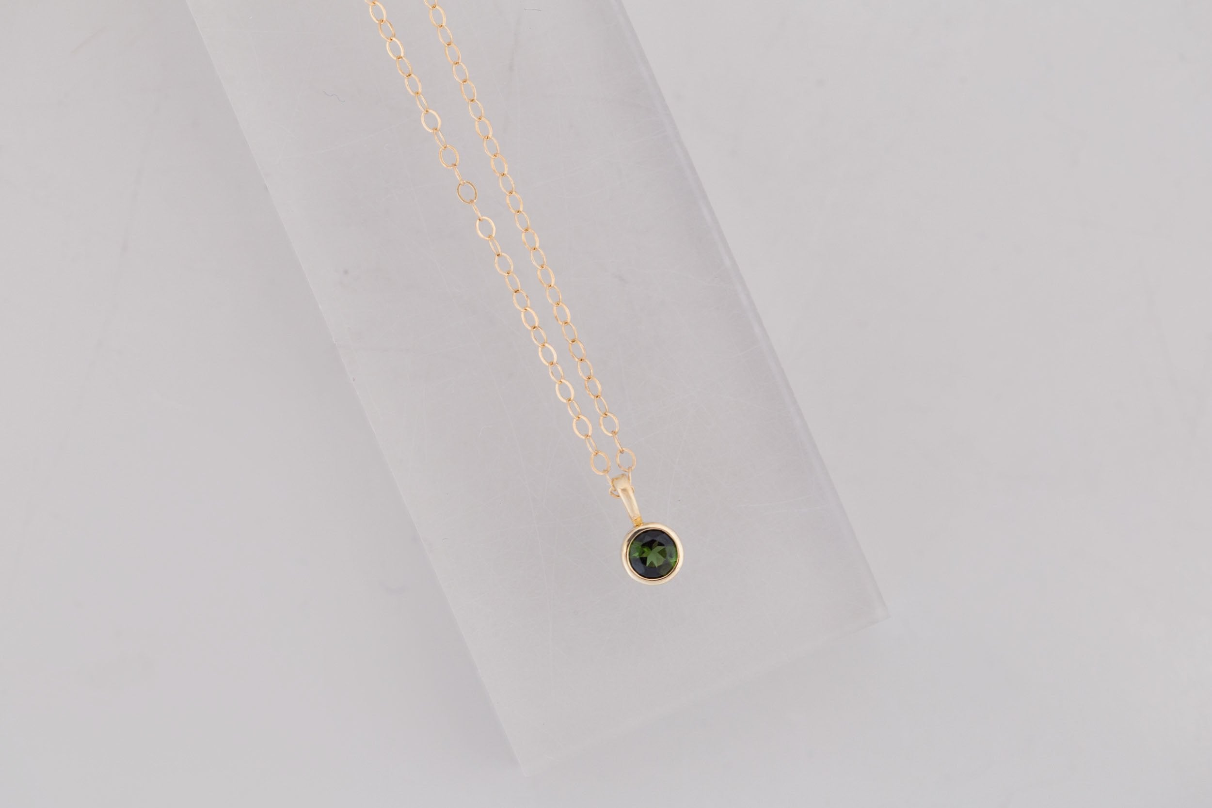 Green Tourmaline Necklace | The Birthstone Collection | October | 14k Recycled Gold