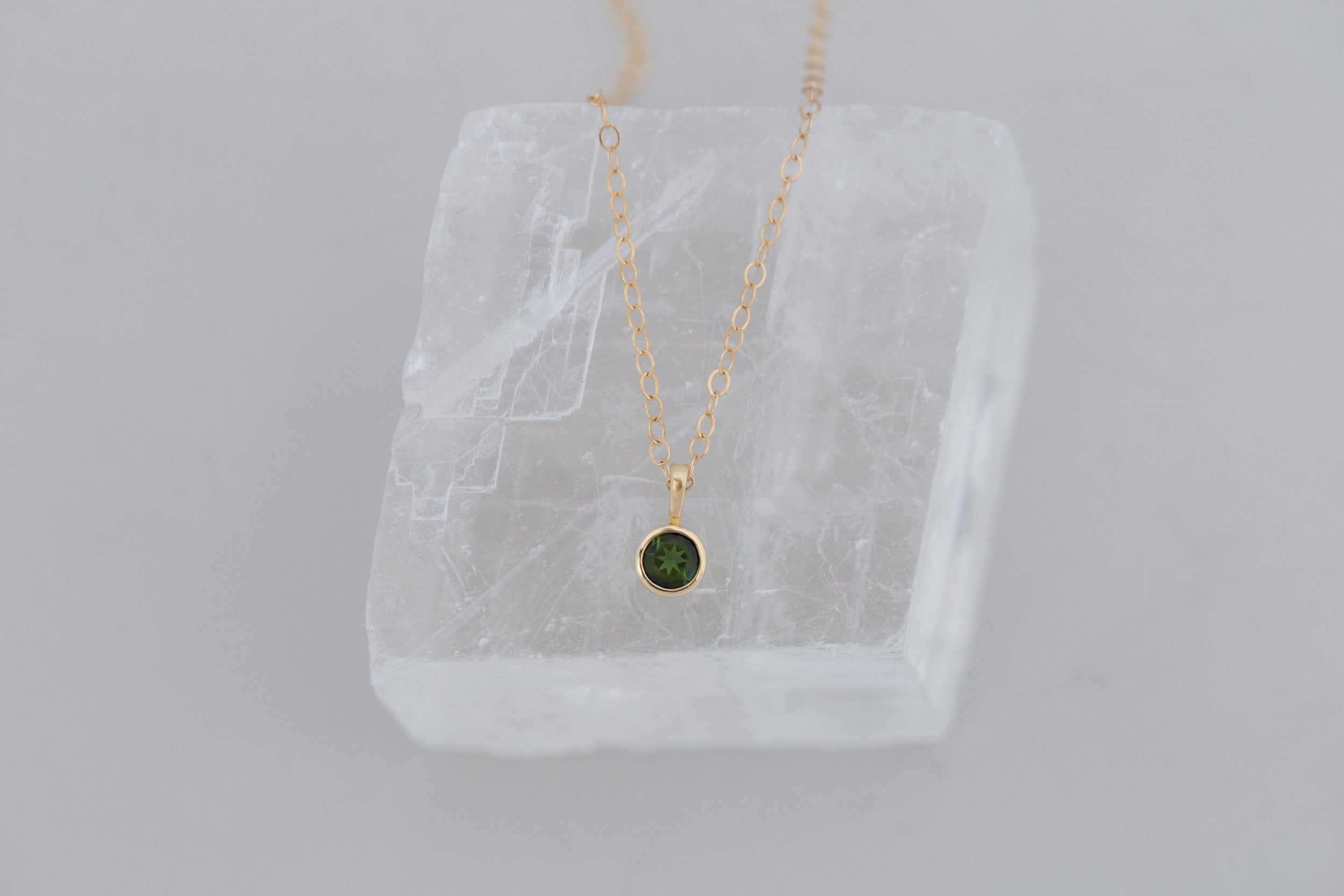 Green Tourmaline Necklace | The Birthstone Collection | October | 14k Recycled Gold