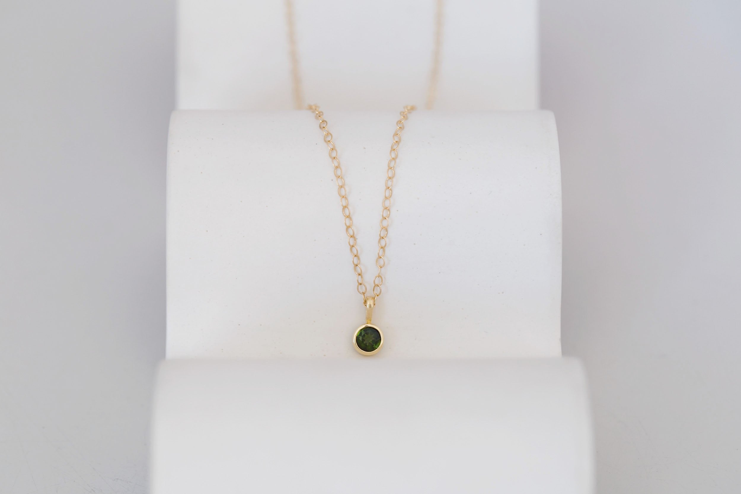Green Tourmaline Necklace | The Birthstone Collection | October | 14k Recycled Gold