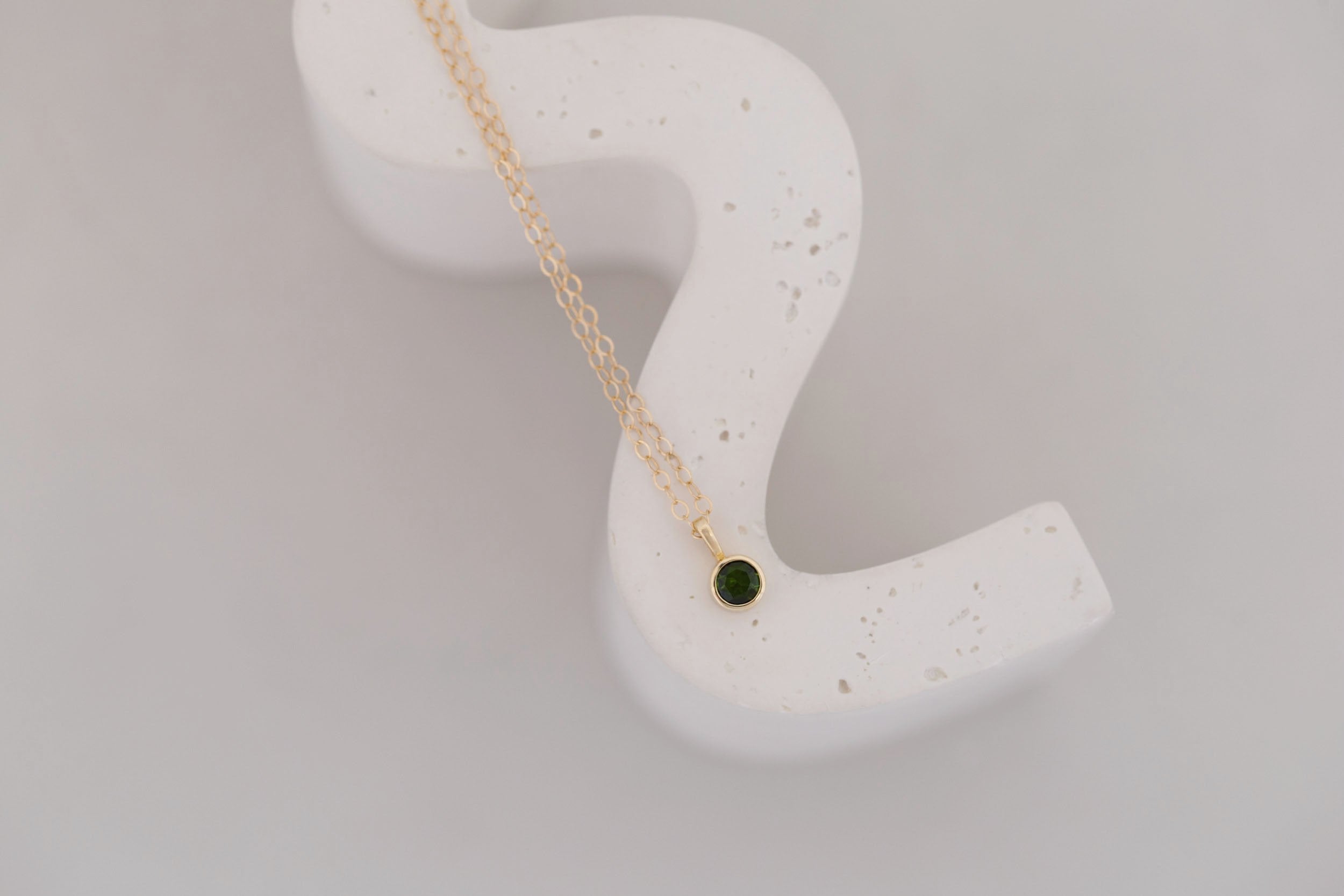 Green Tourmaline Necklace | The Birthstone Collection | October | 14k Recycled Gold