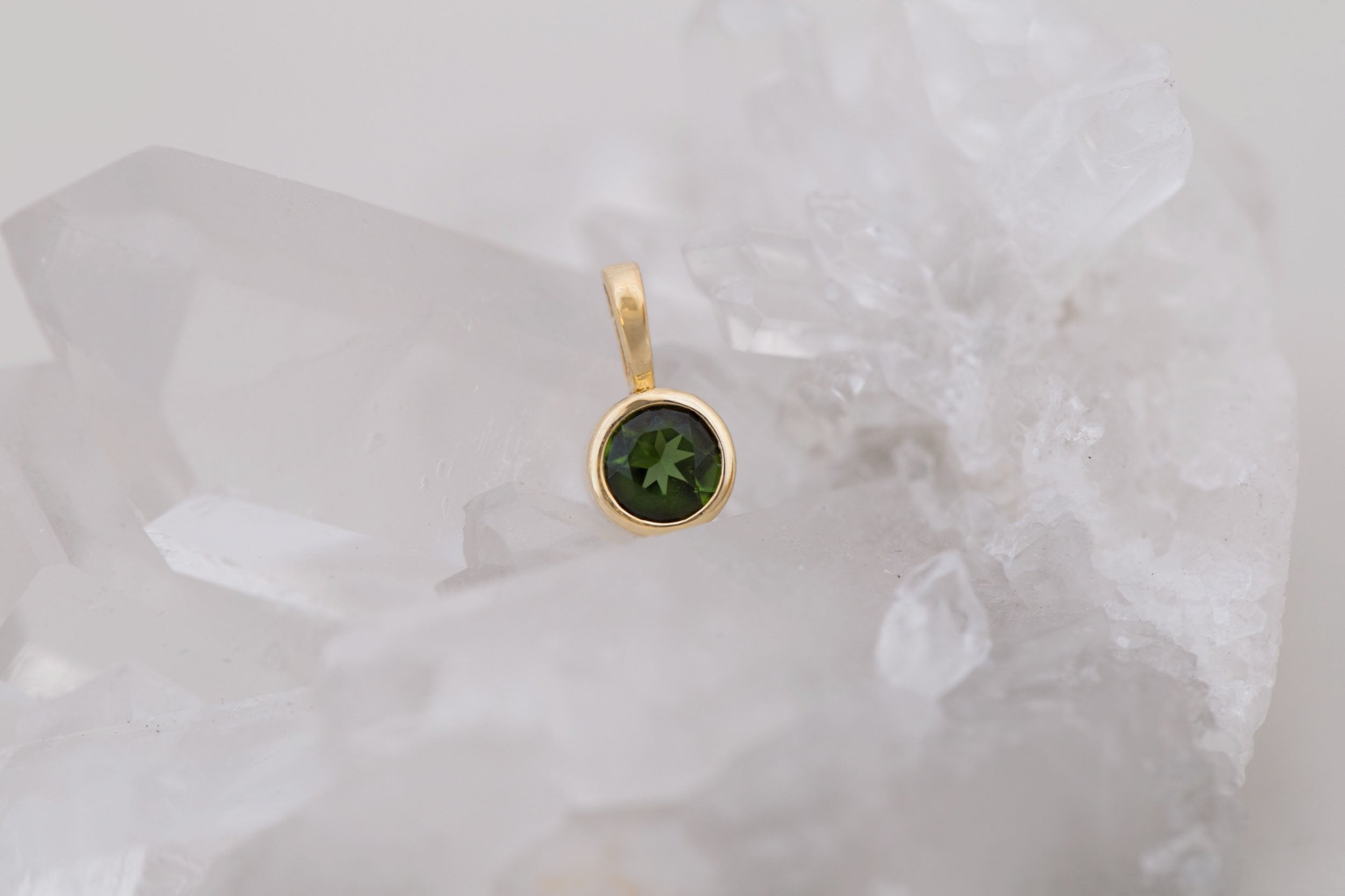 Green Tourmaline Pendant | The Birthstone Collection | October | 14k Recycled Gold