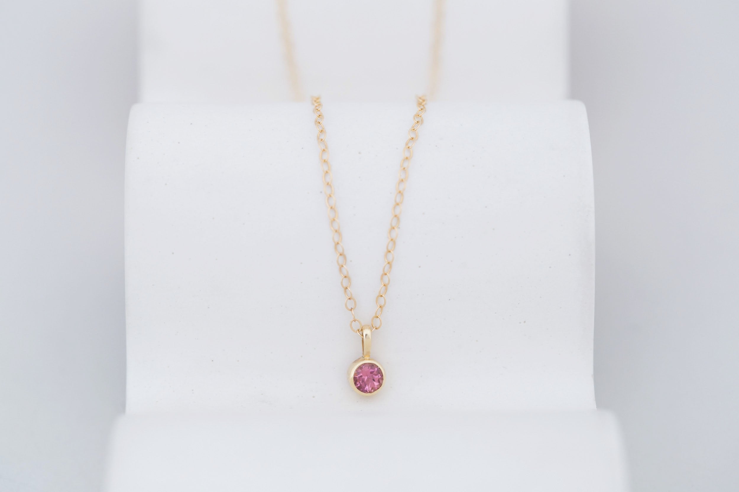 Pink Tourmaline Necklace | The Birthstone Collection | October | 14k Recycled Gold