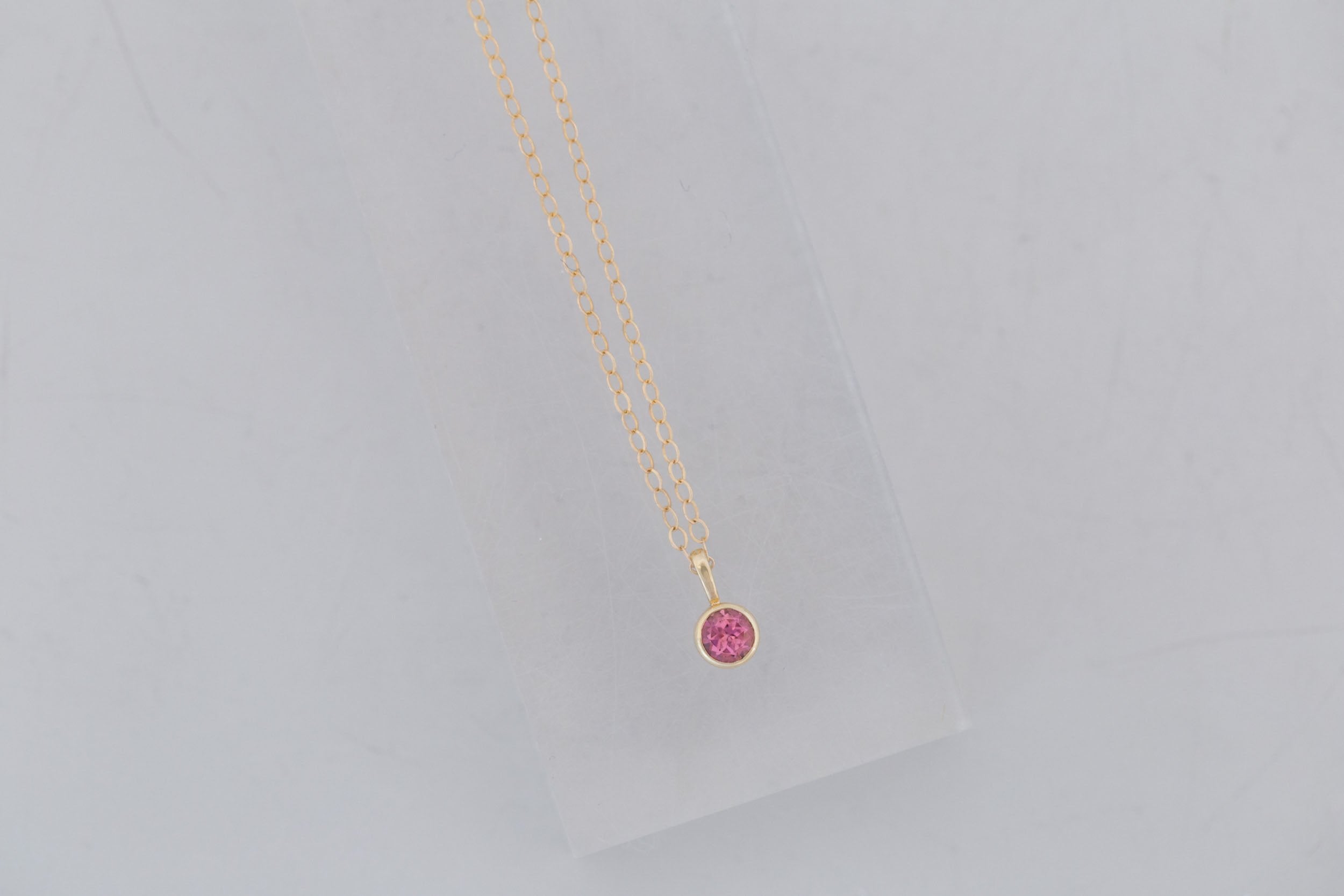 Pink Tourmaline Necklace | The Birthstone Collection | October | 14k Recycled Gold