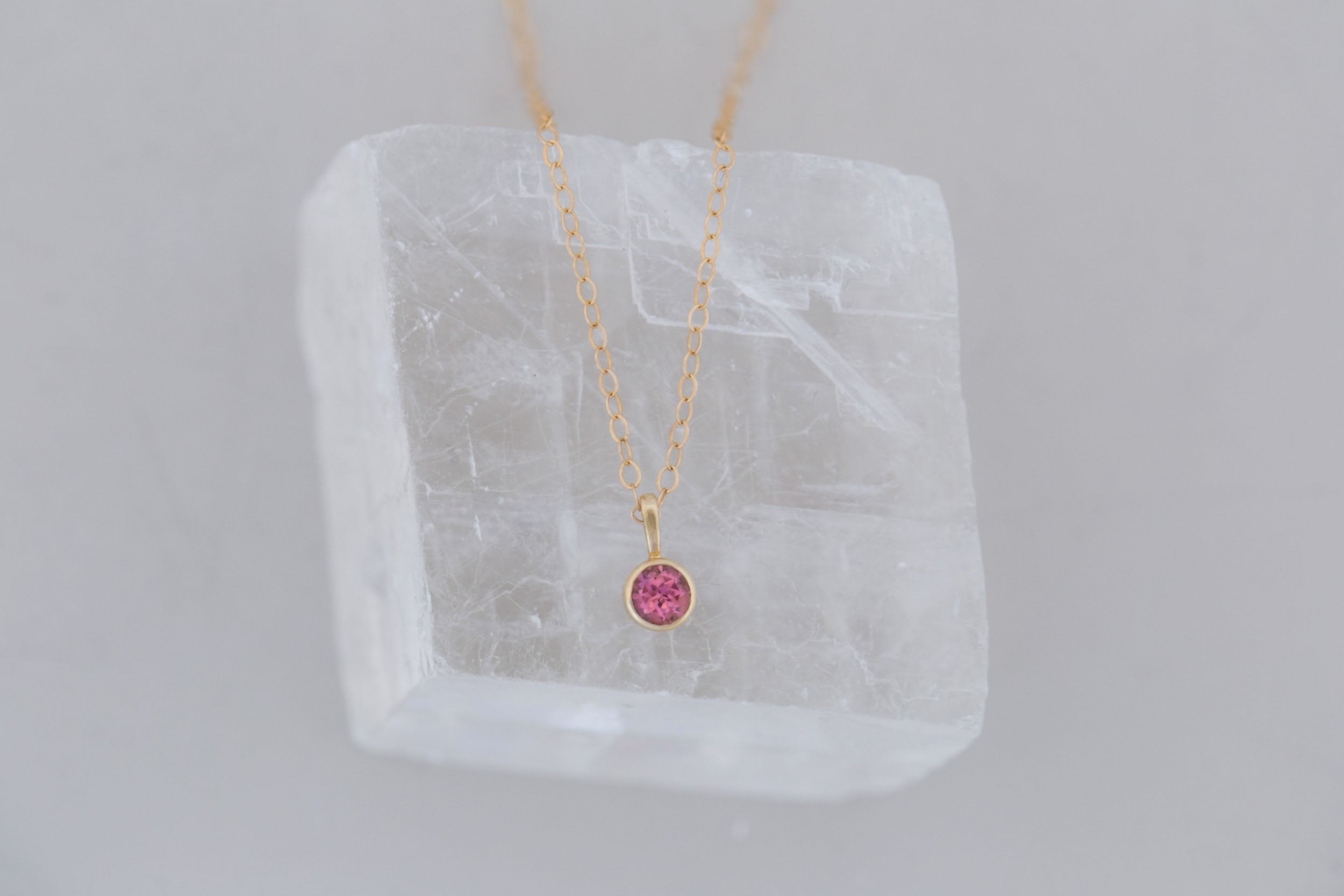 Pink Tourmaline Necklace | The Birthstone Collection | October | 14k Recycled Gold
