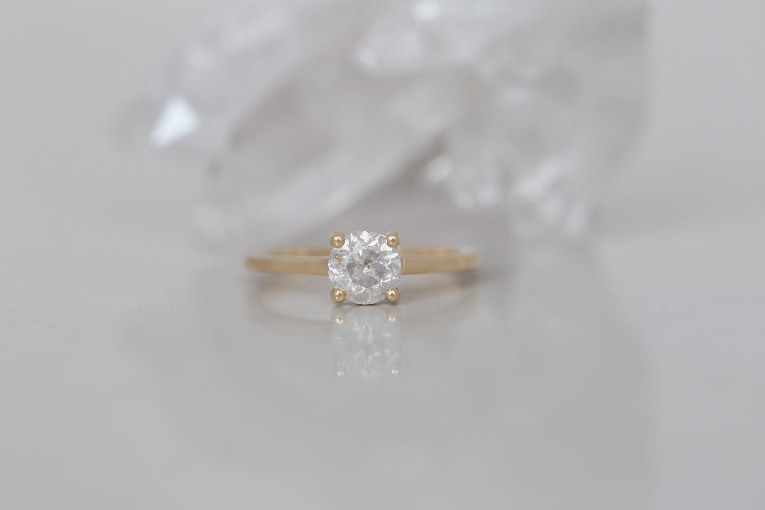Briar Ring | Round Salt and Pepper Diamond Solitaire Engagement Ring 1.00 ct | 14k Recycled Gold | One of a Kind