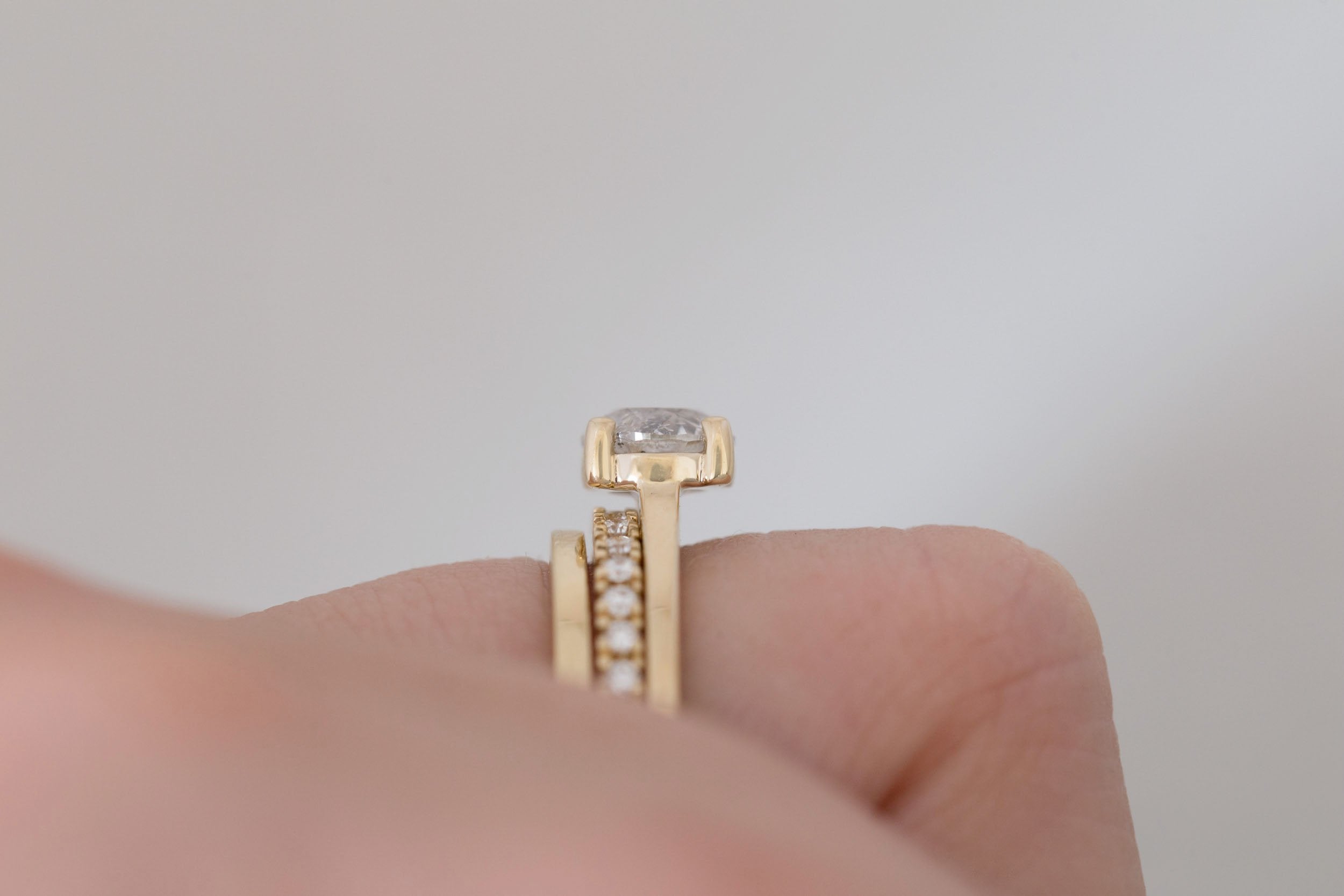 Briar Ring | Round Salt and Pepper Diamond Solitaire Engagement Ring 1.00 ct | 14k Recycled Gold | One of a Kind