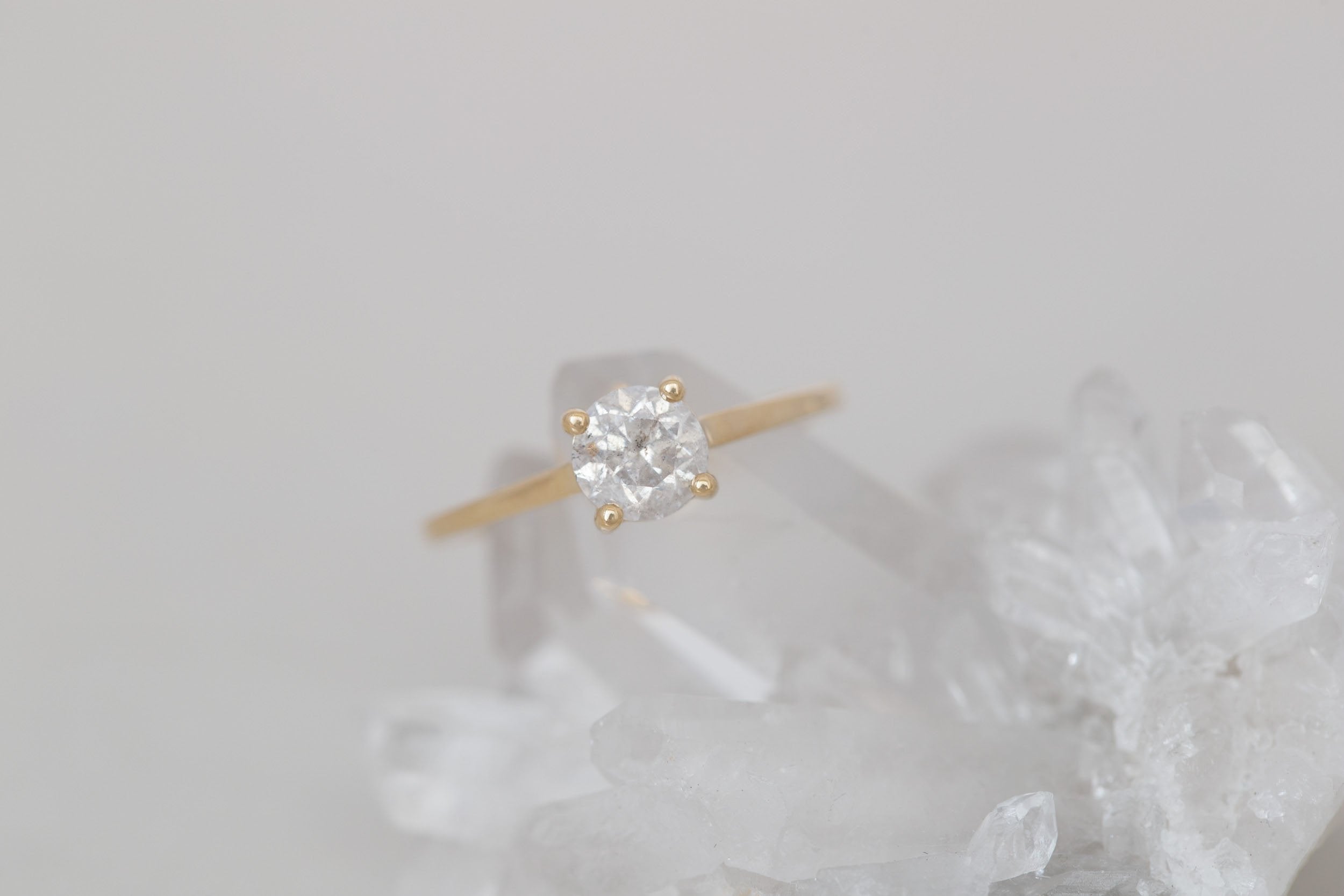 Briar Ring | Round Salt and Pepper Diamond Solitaire Engagement Ring 1.00 ct | 14k Recycled Gold | One of a Kind