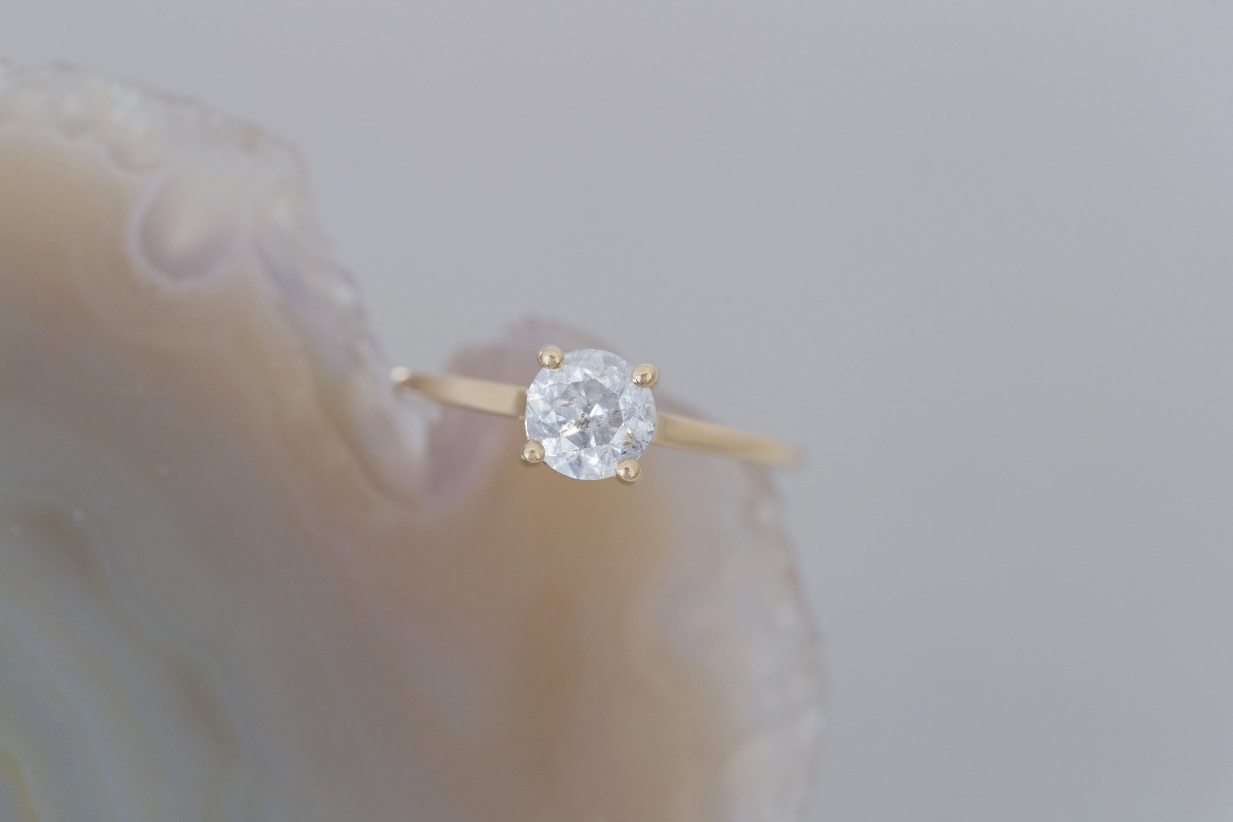 Briar Ring | Round Salt and Pepper Diamond Solitaire Engagement Ring 1.00 ct | 14k Recycled Gold | One of a Kind