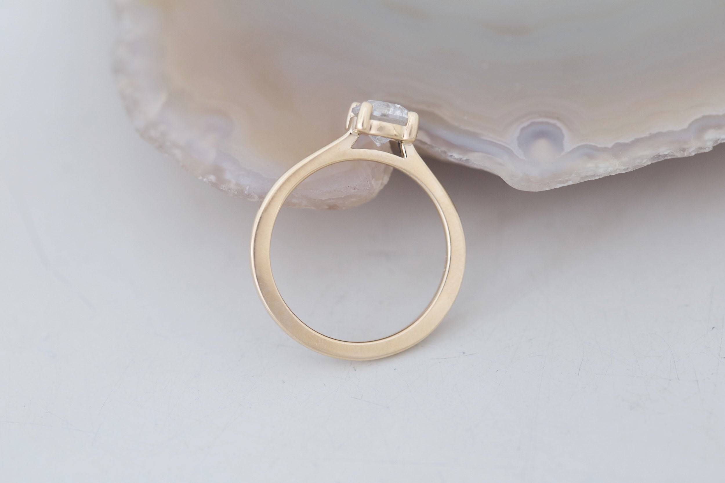 Briar Ring | Round Salt and Pepper Diamond Solitaire Engagement Ring 1.00 ct | 14k Recycled Gold | One of a Kind
