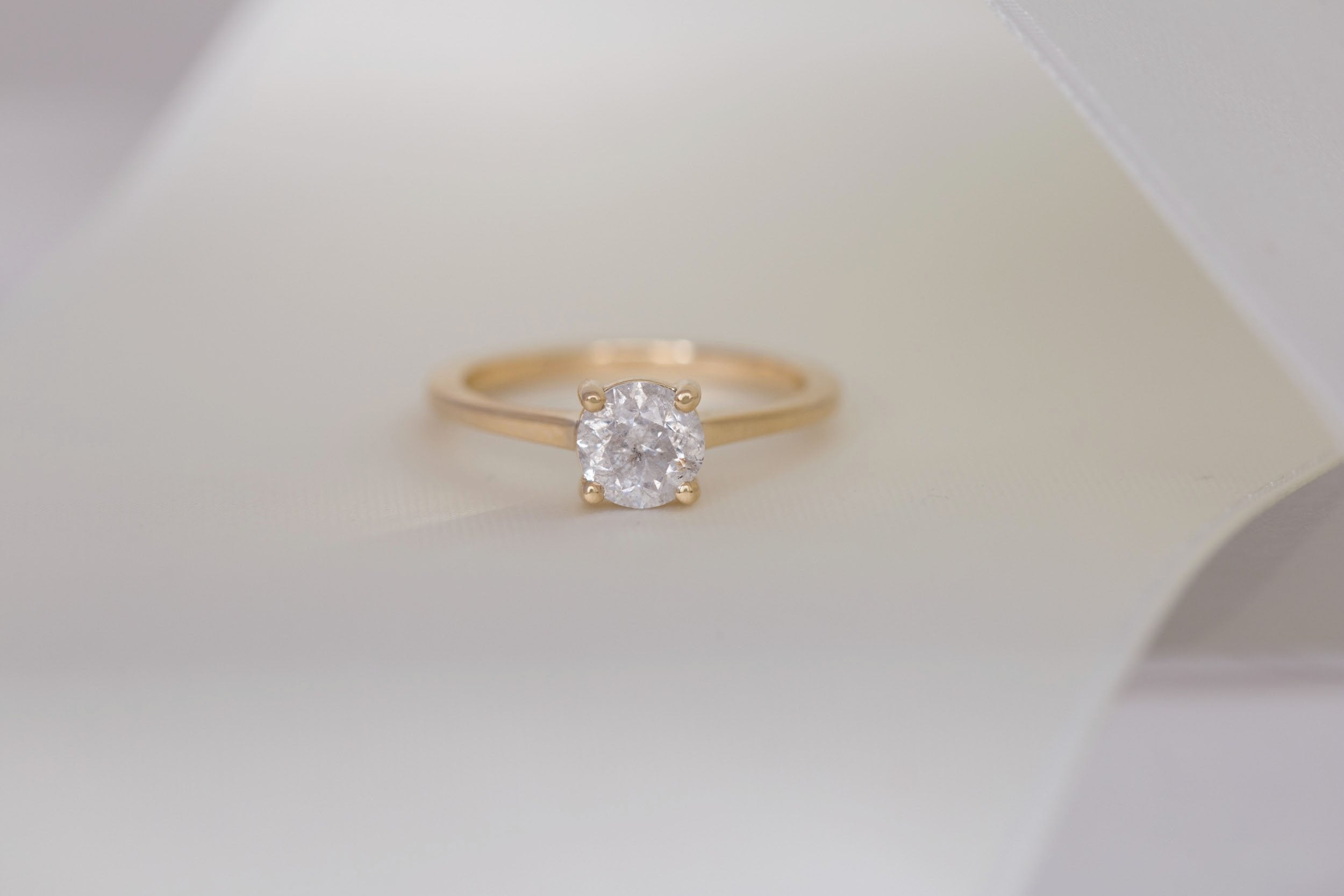 Briar Ring | Round Salt and Pepper Diamond Solitaire Engagement Ring 1.00 ct | 14k Recycled Gold | One of a Kind