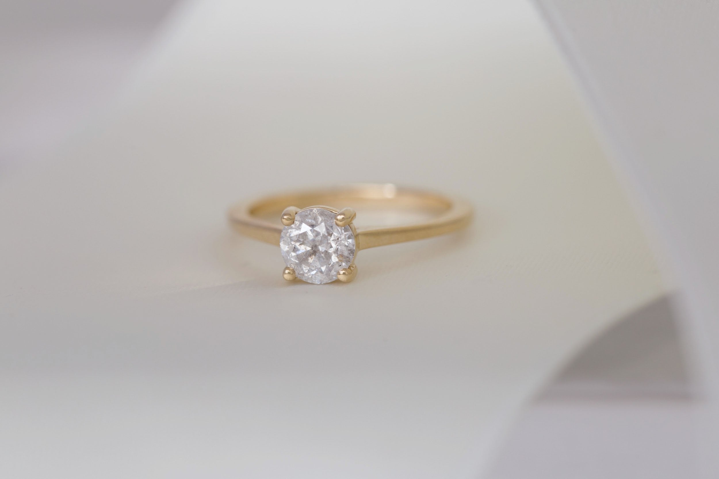 Briar Ring | Round Salt and Pepper Diamond Solitaire Engagement Ring 1.00 ct | 14k Recycled Gold | One of a Kind