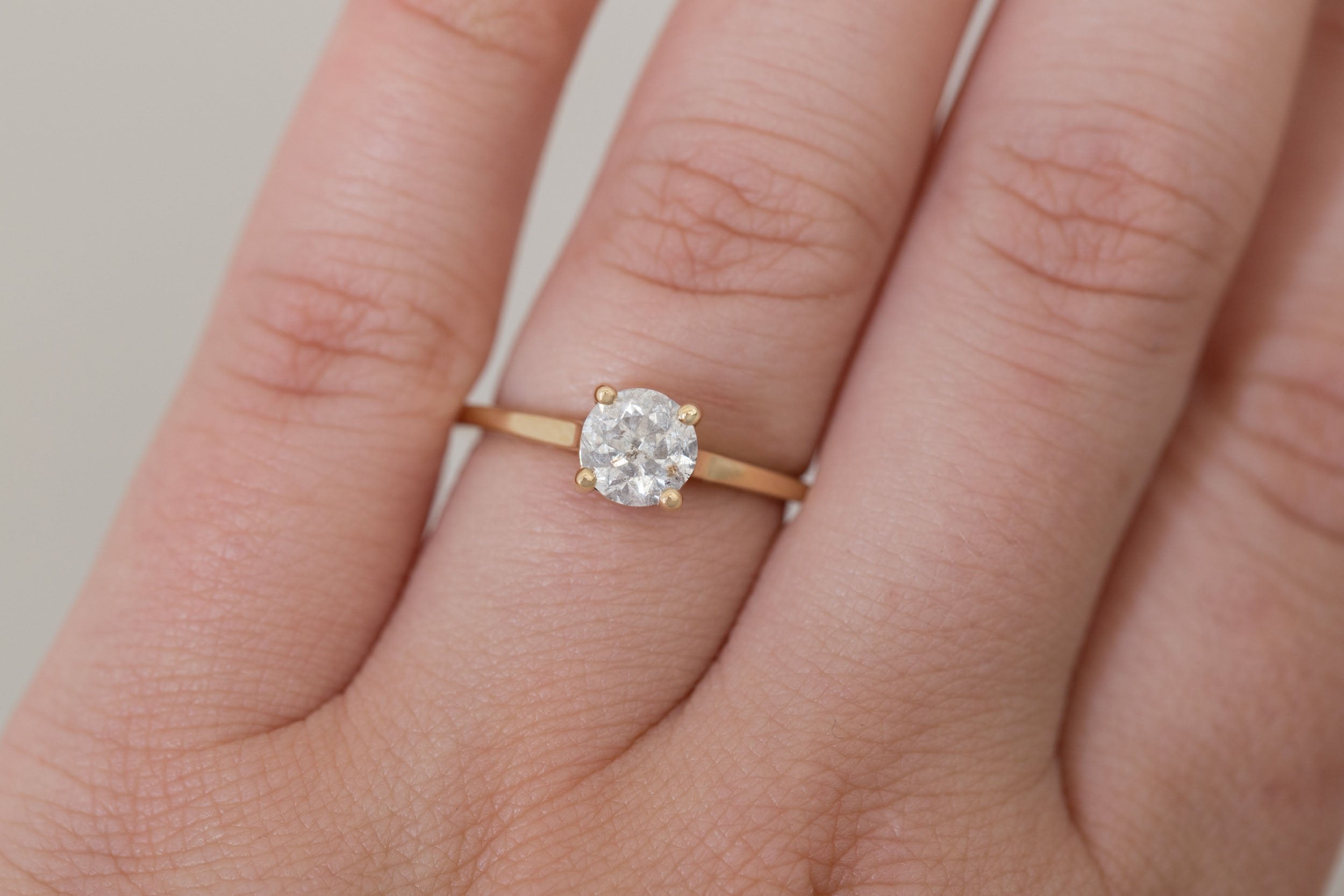 Briar Ring | Round Salt and Pepper Diamond Solitaire Engagement Ring 1.00 ct | 14k Recycled Gold | One of a Kind