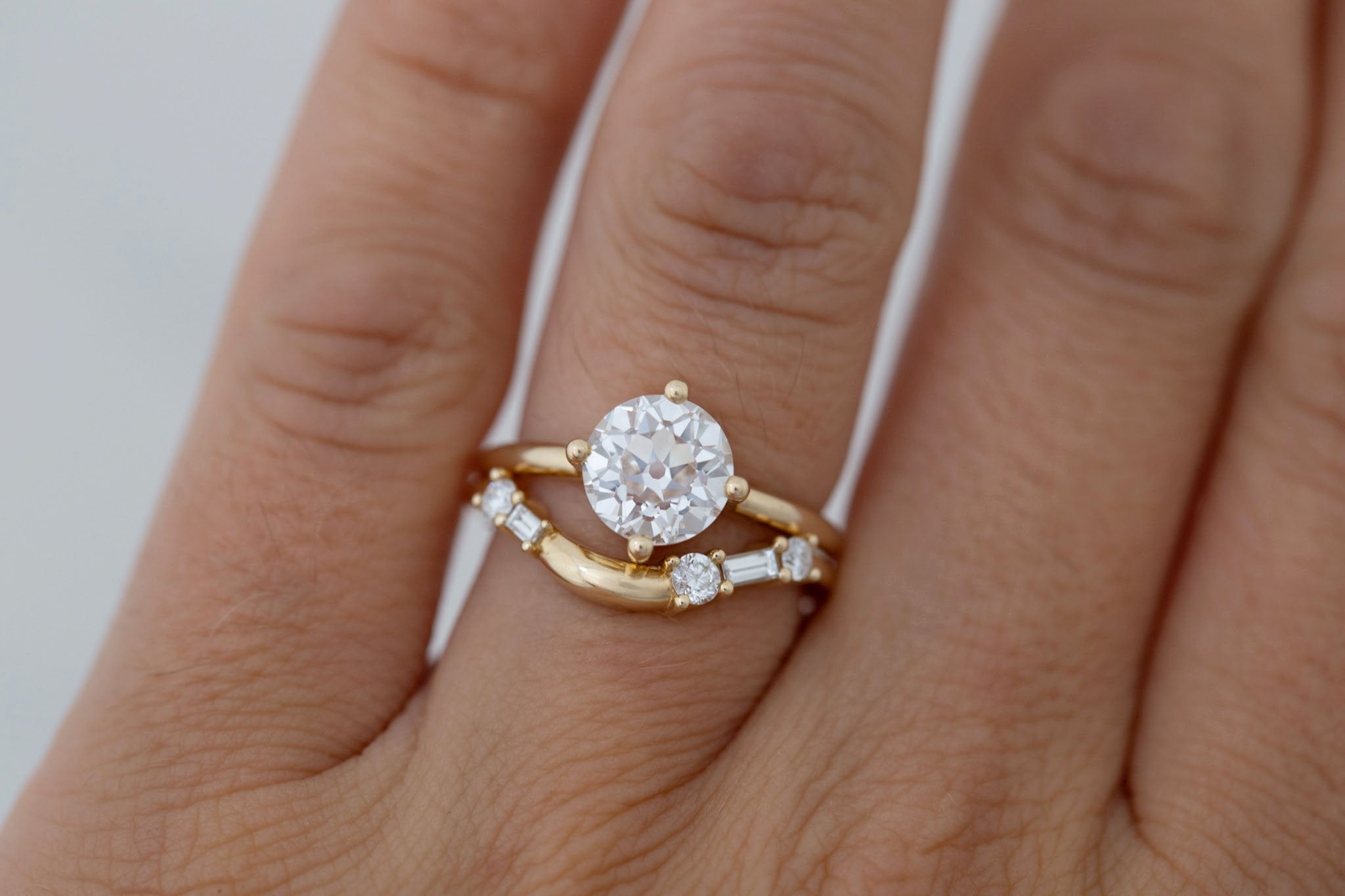 Leta Ring | Lab Antique Old European Cut Diamond Compass Set Solitaire Engagement Ring 2.08 ct | 14k Recycled Gold | One of a Kind
