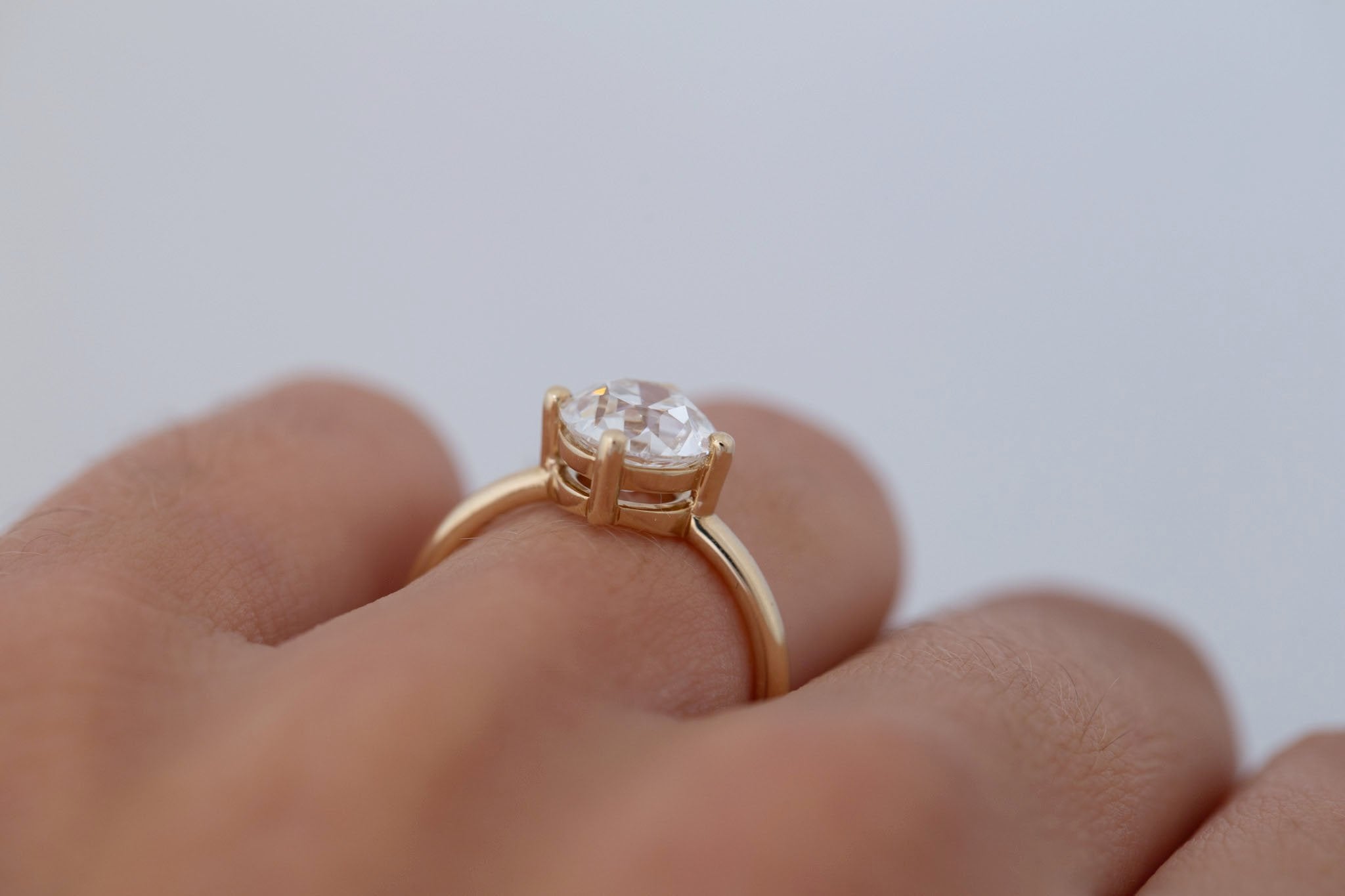 Leta Ring | Lab Antique Old European Cut Diamond Compass Set Solitaire Engagement Ring 2.08 ct | 14k Recycled Gold | One of a Kind