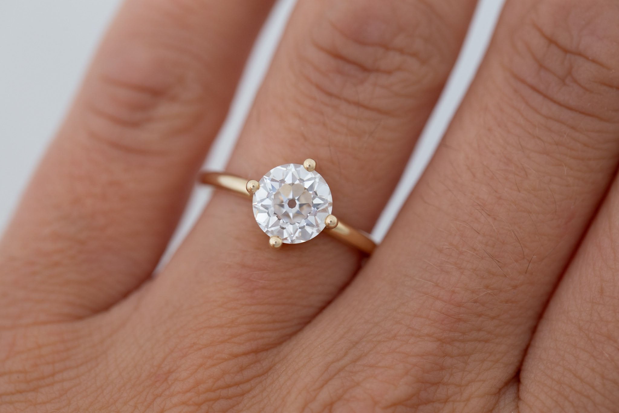 Leta Ring | Lab Antique Old European Cut Diamond Compass Set Solitaire Engagement Ring 2.08 ct | 14k Recycled Gold | One of a Kind