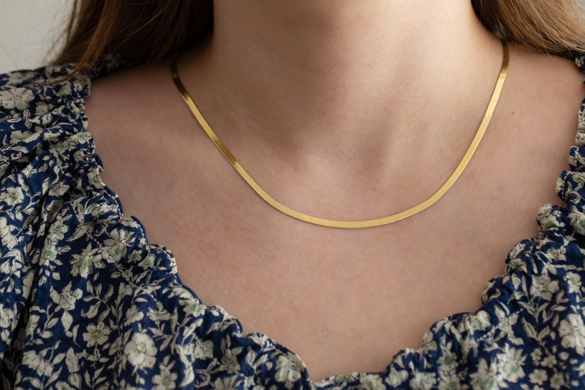 Herringbone Chain Necklace, 2.8 mm | 14k Recycled Gold