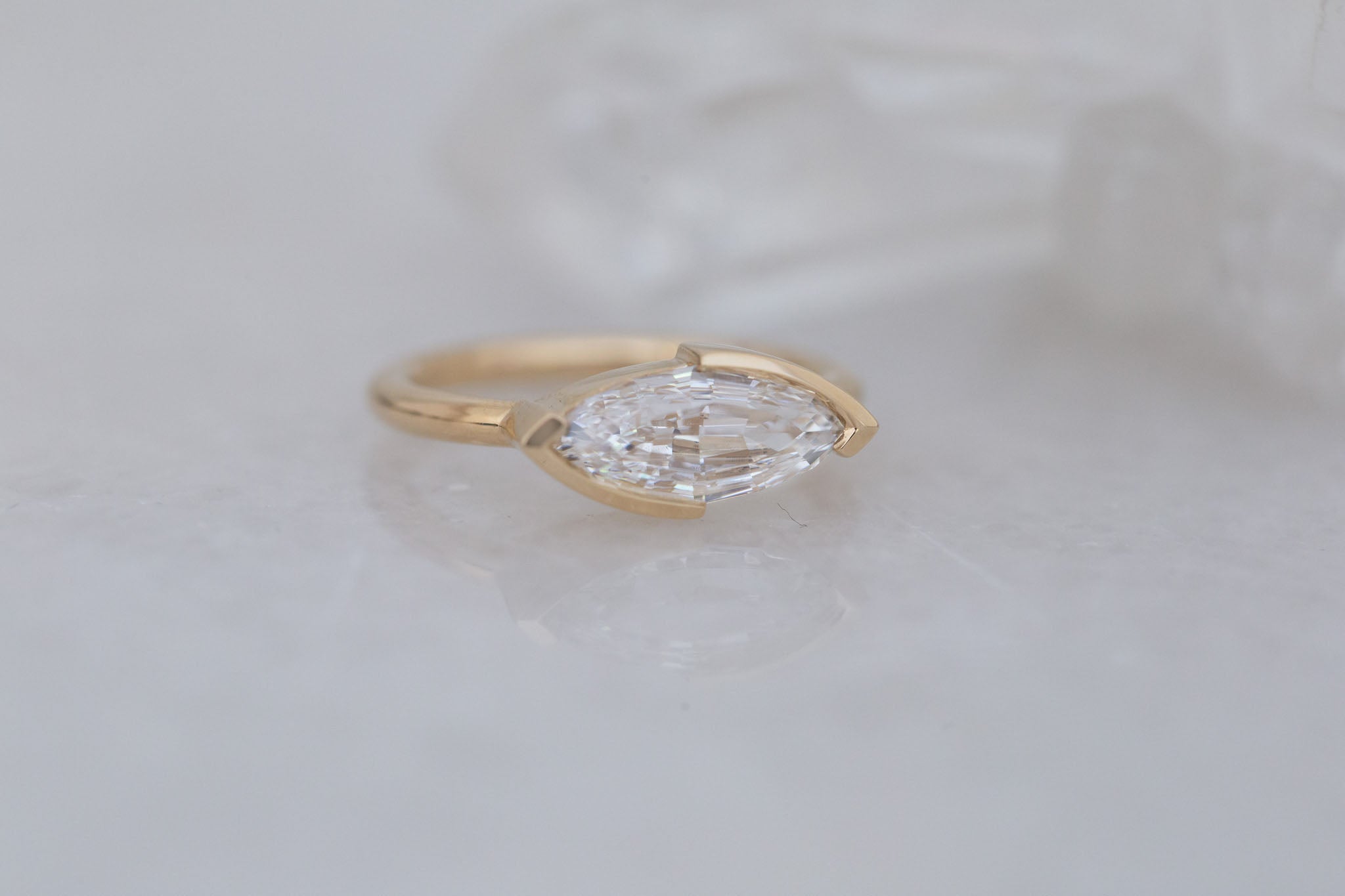 Varda Ring | Lab Marquise Diamond Engagement Ring 2.01 ct | 14k Recycled Gold | One of a Kind