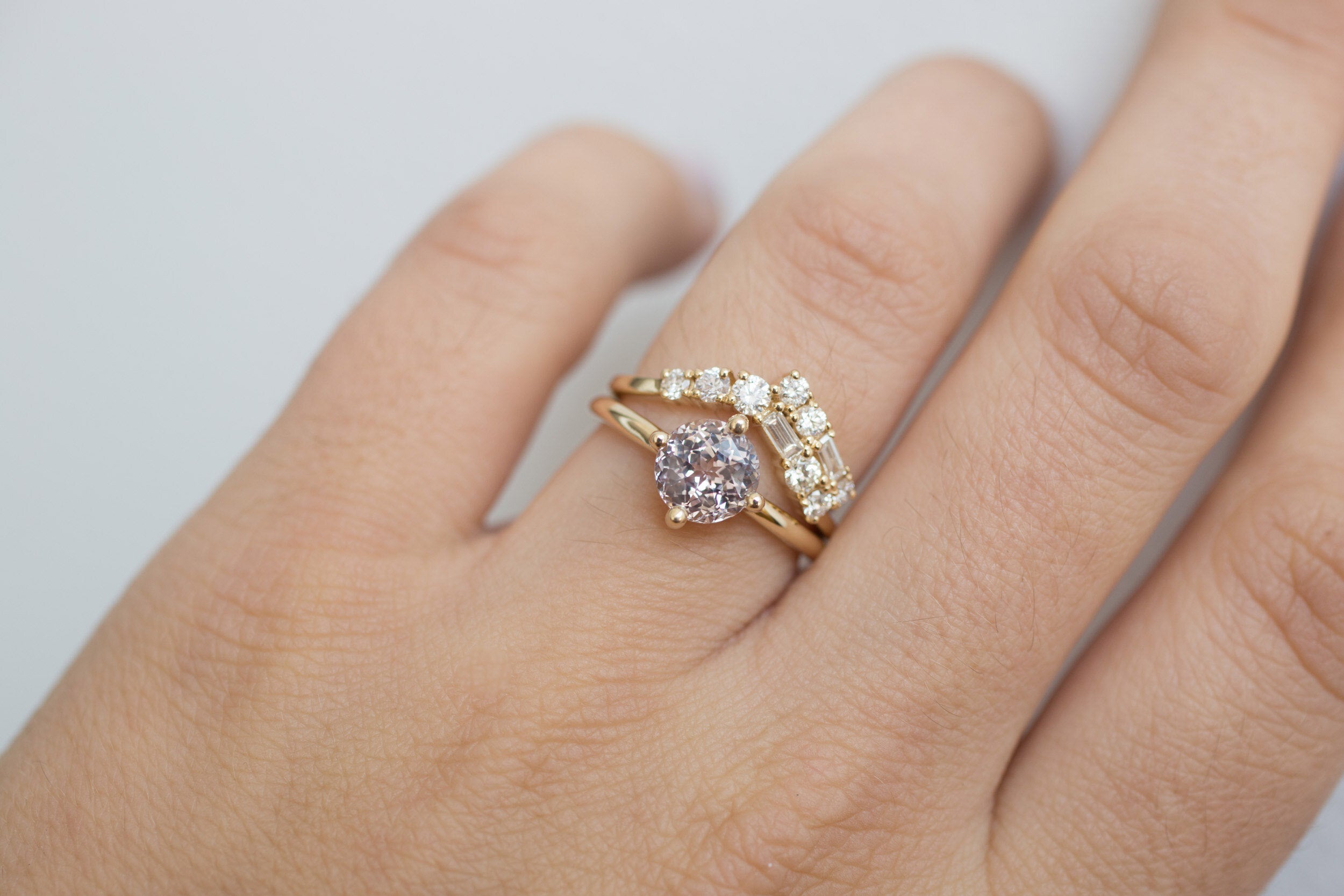 Leta Ring | Lavender Round Sapphire Compass Set Solitaire Engagement Ring 2.03 ct | 14k Recycled Gold | One of a Kind