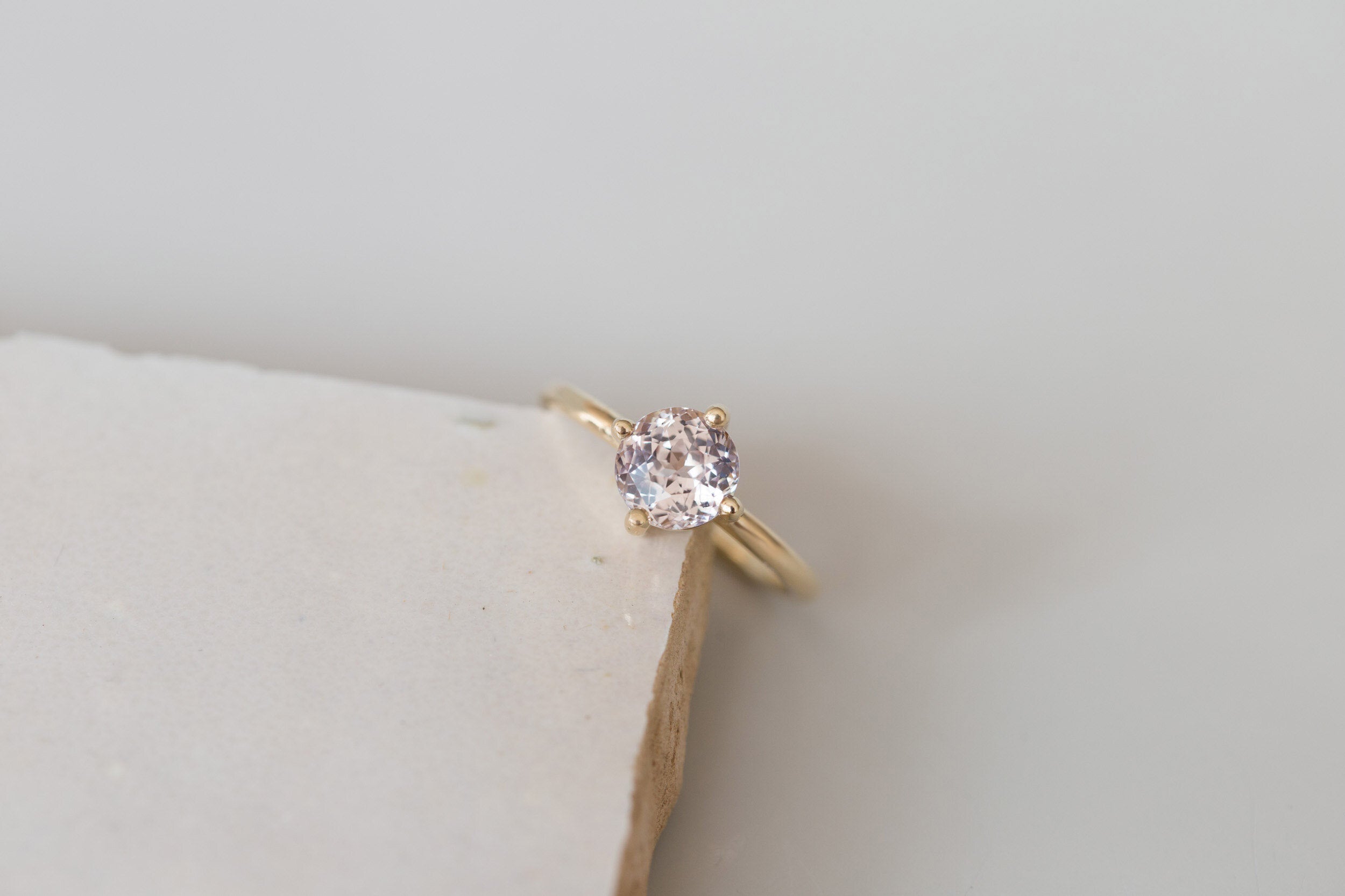 Leta Ring | Lavender Round Sapphire Compass Set Solitaire Engagement Ring 2.03 ct | 14k Recycled Gold | One of a Kind