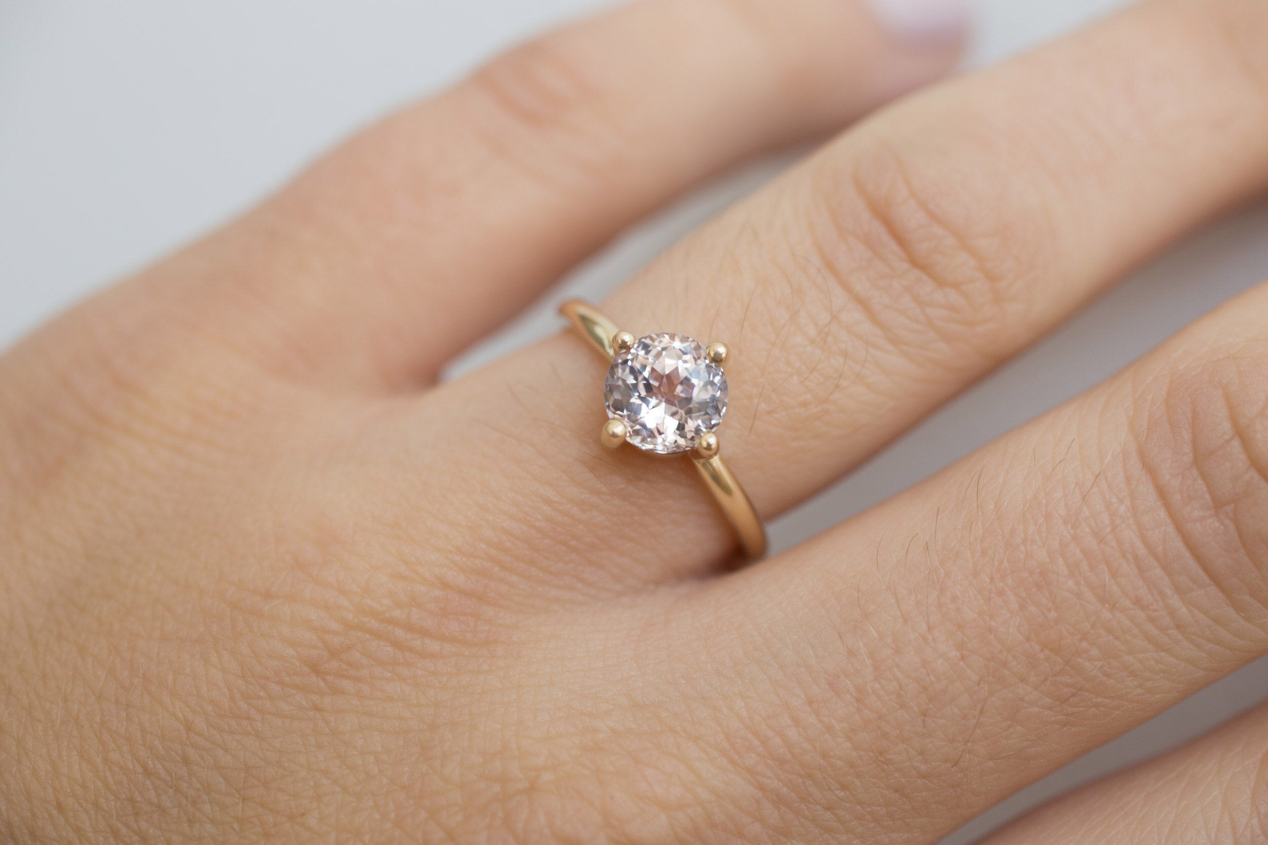 Leta Ring | Lavender Round Sapphire Compass Set Solitaire Engagement Ring 2.03 ct | 14k Recycled Gold | One of a Kind